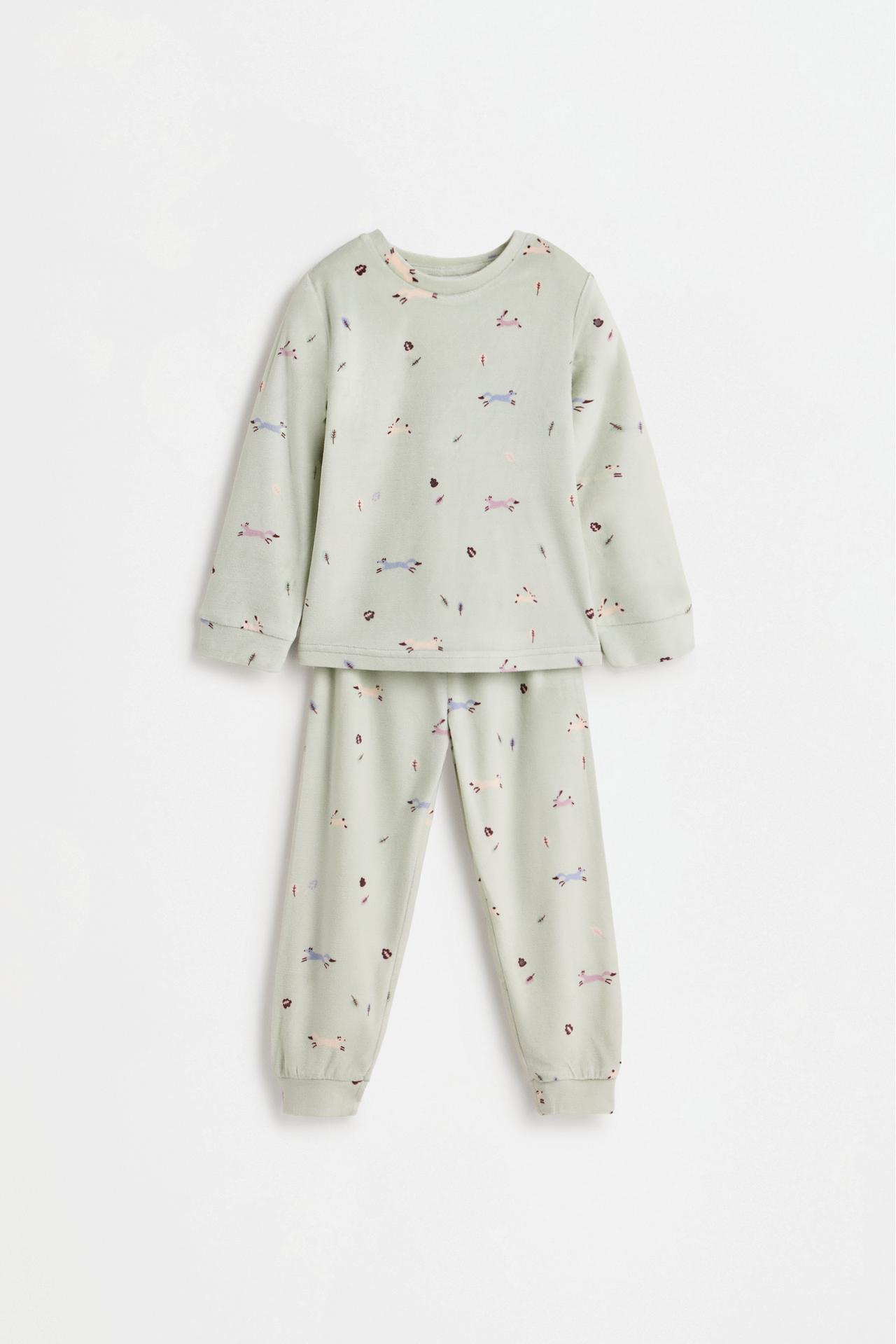 Velvety printed pyjamas — WATER GREEN