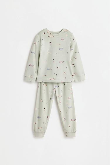 Velvety printed pyjamas — WATER GREEN 1