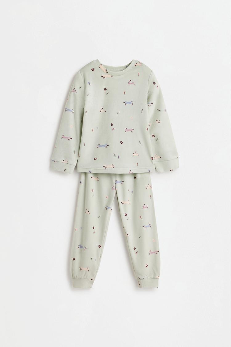 Velvety printed pyjamas — WATER GREEN