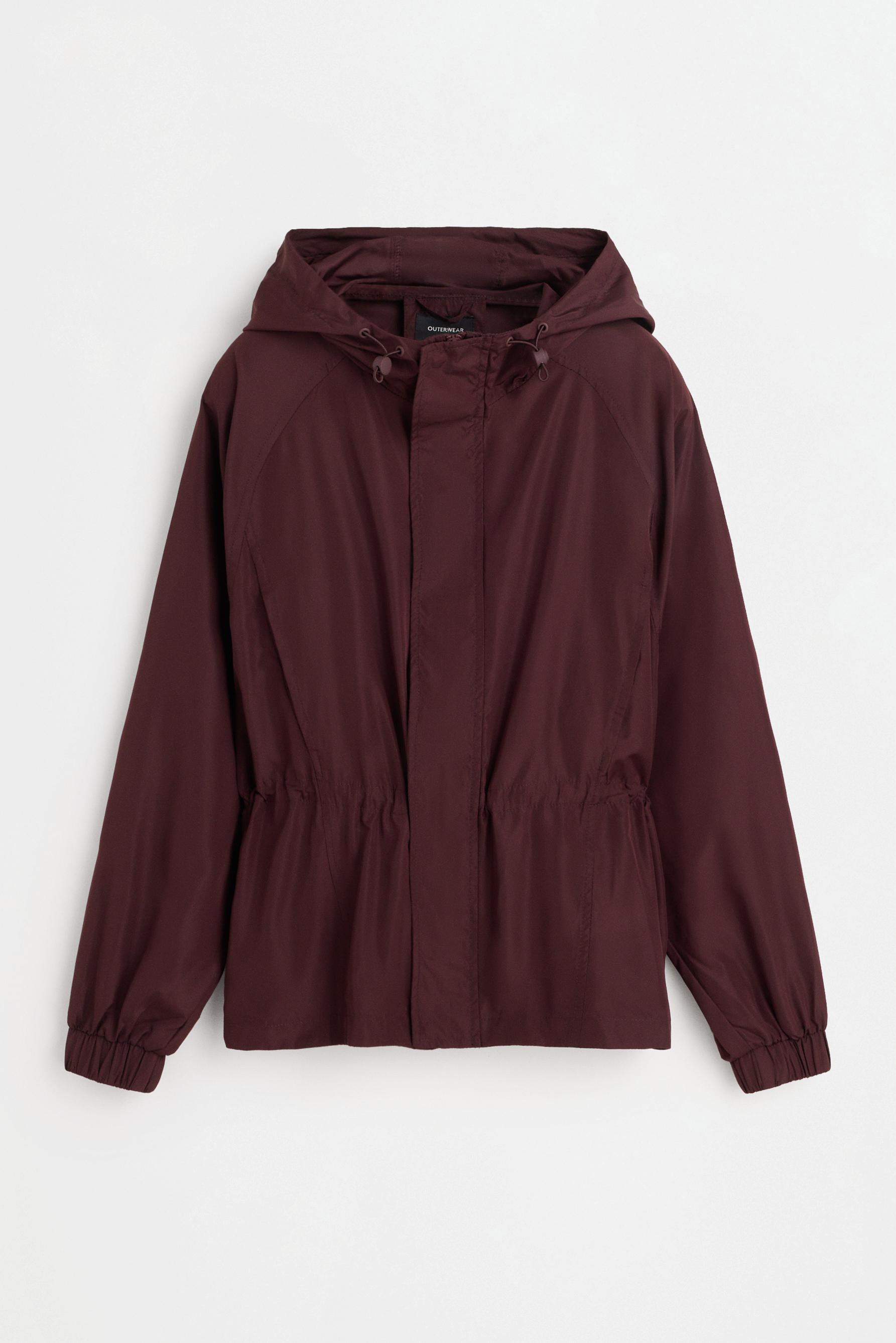 Gathered sports windbreaker — WINE