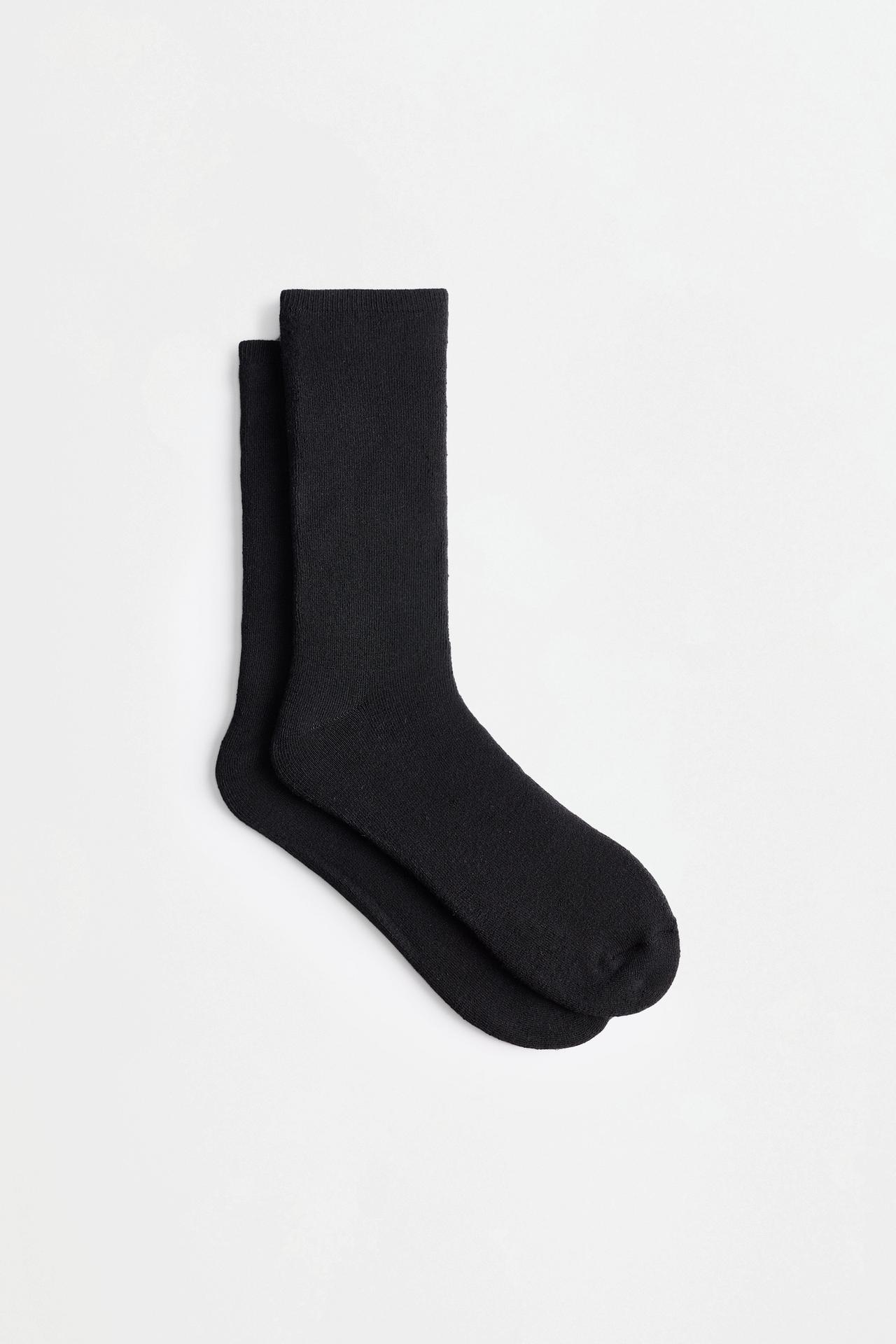 Terrycloth long socks (2-pack) — BLACK MARL