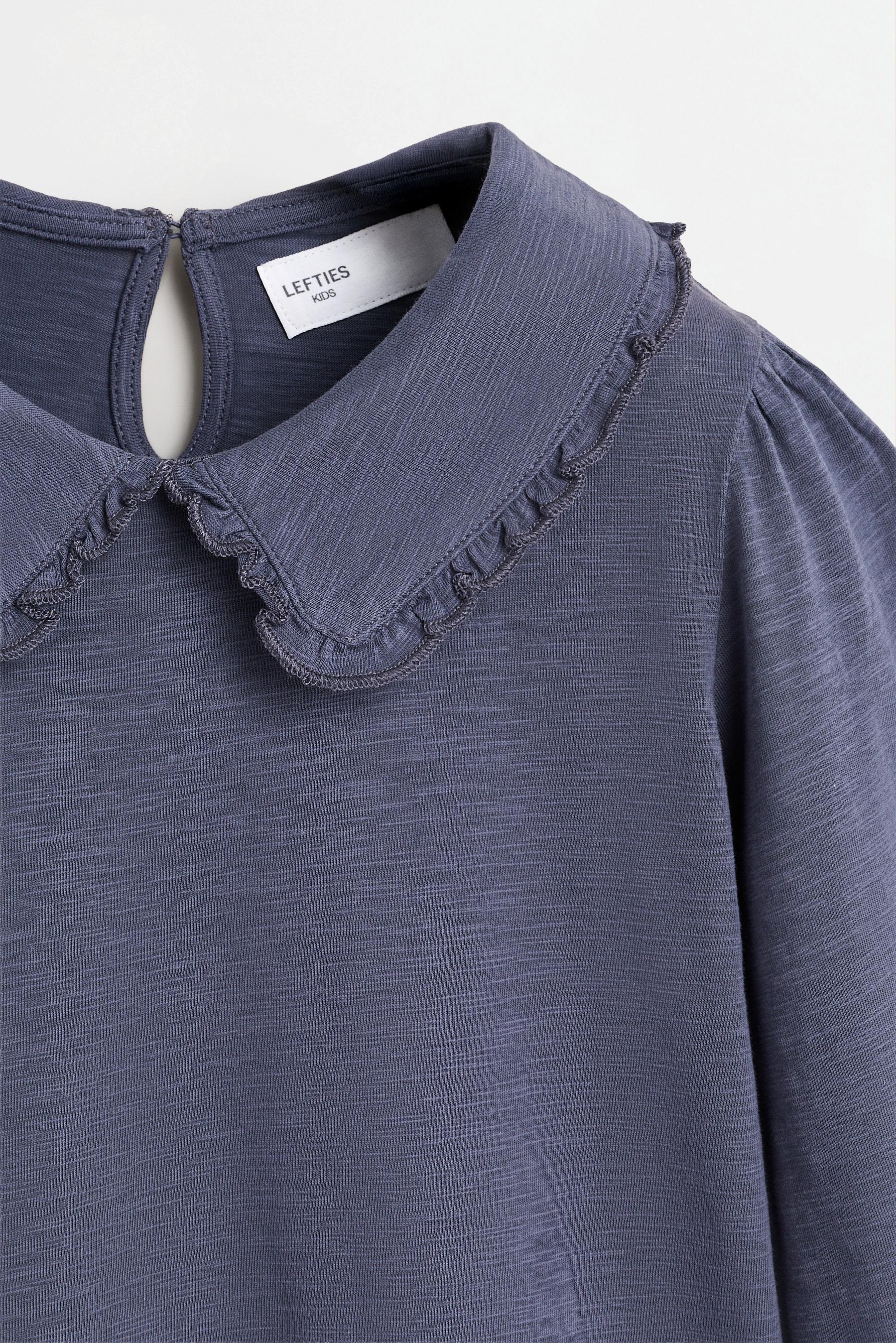 Peter Pan collar T-shirt — BLUE GREY