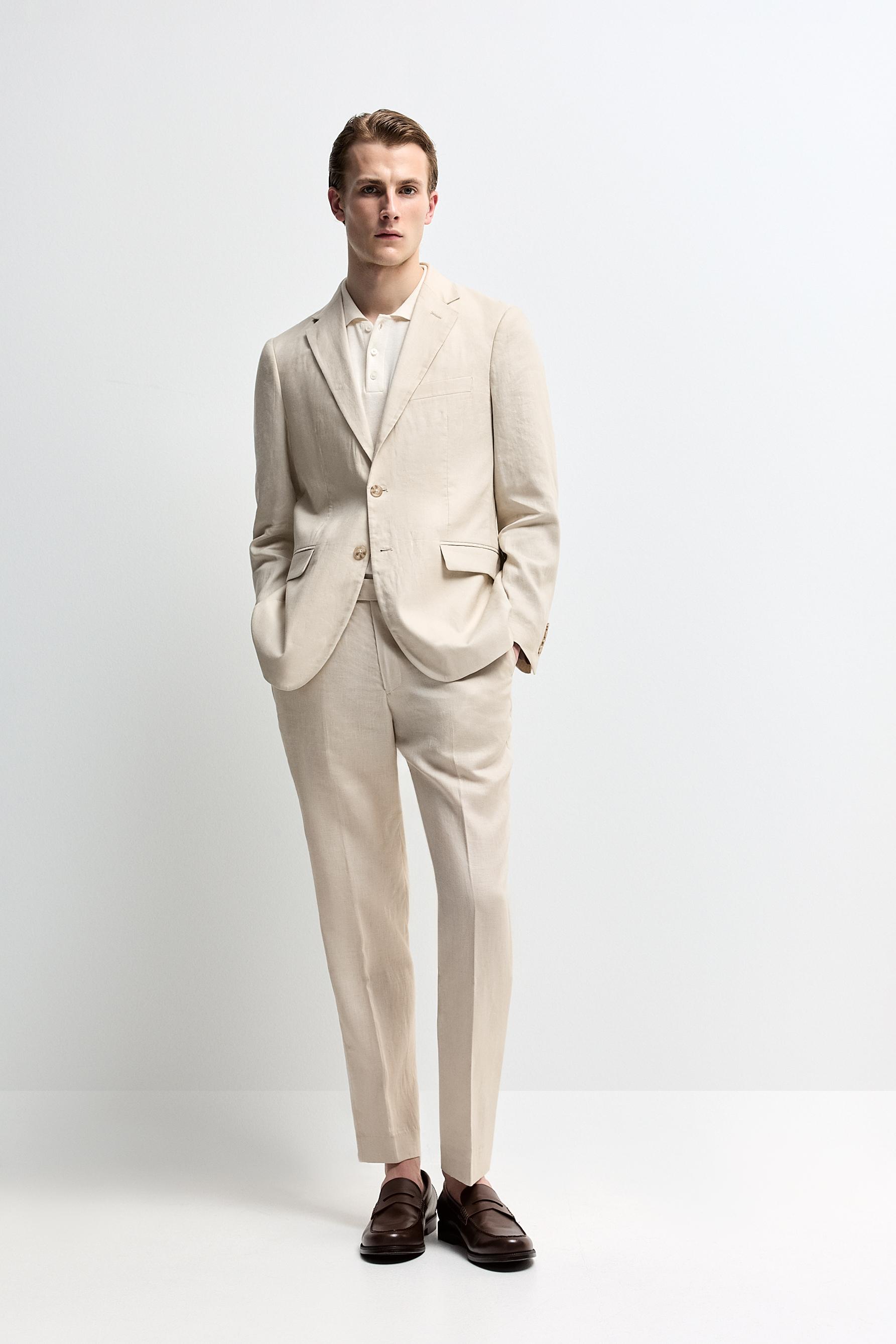 Pantalón traje 100% lino