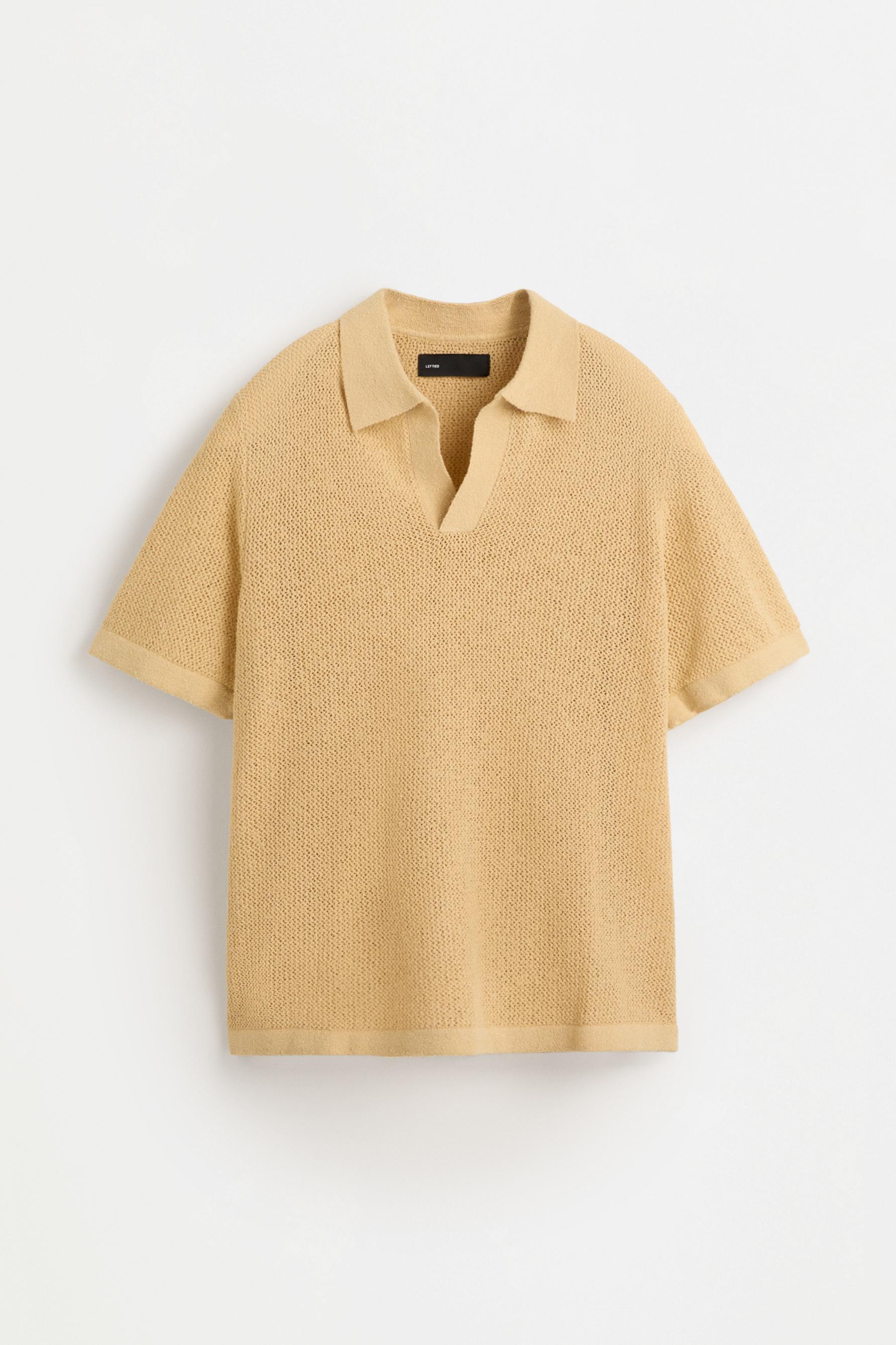 Cutwork knit polo shirt — YELLOW