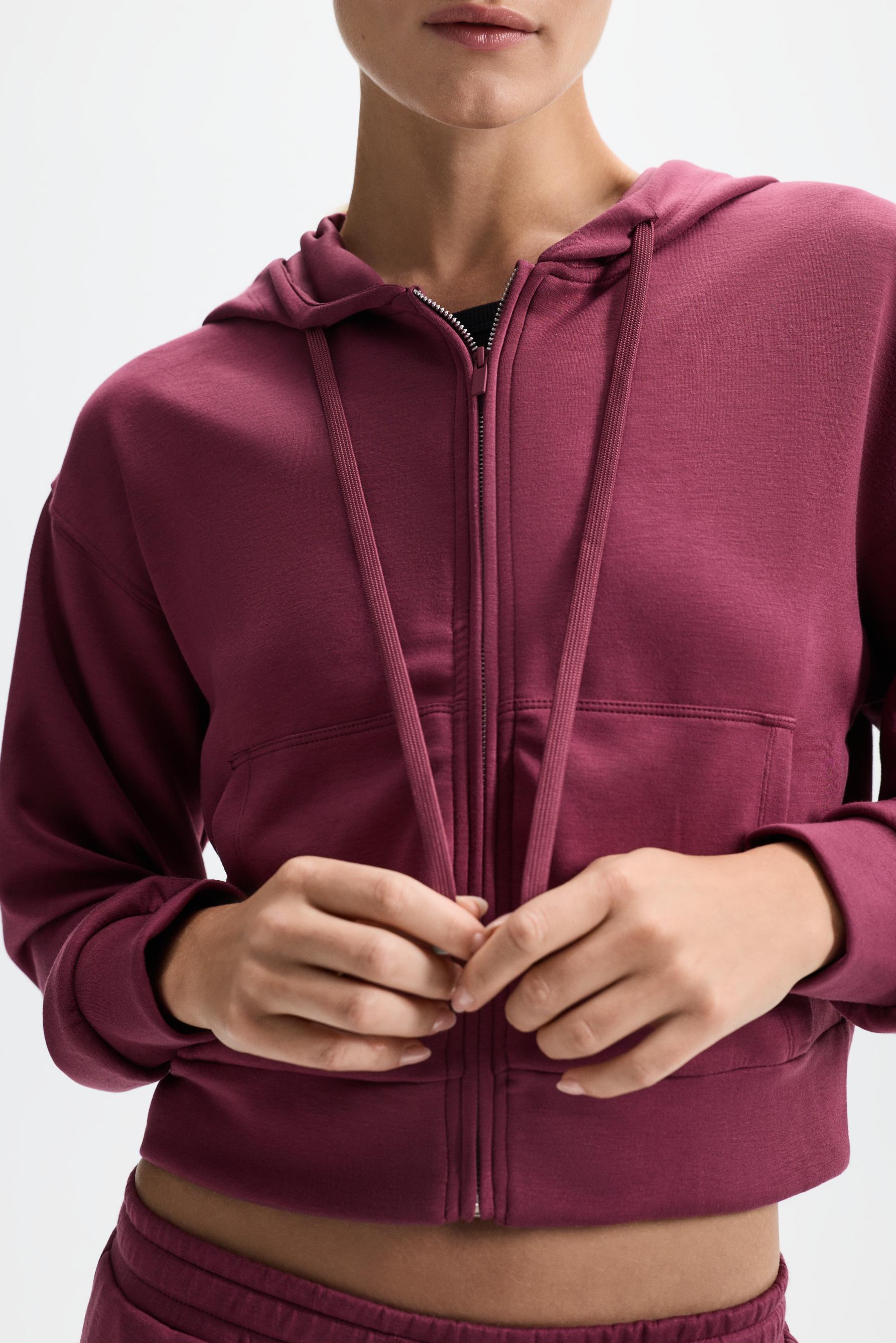 Flowy zip-up sports sweatshirt — DARK PINK