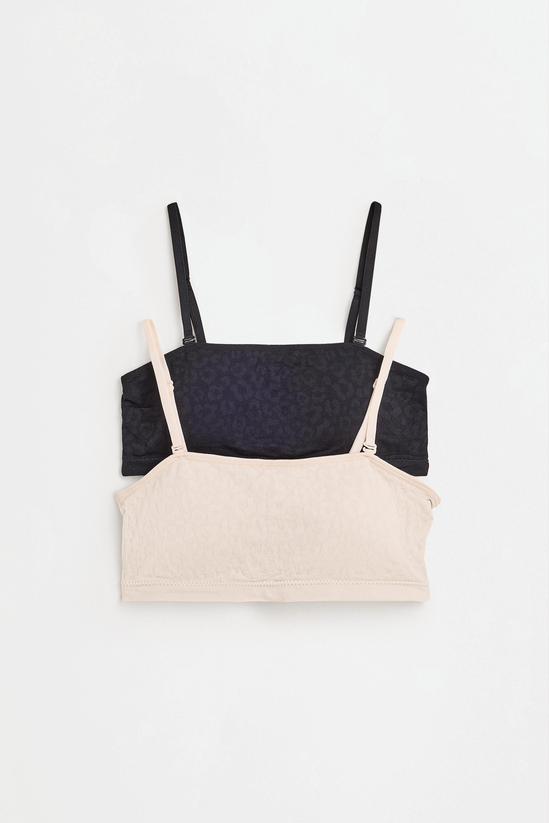 Animal jacquard seamless bras (2-pack) — ECRU/BLACK