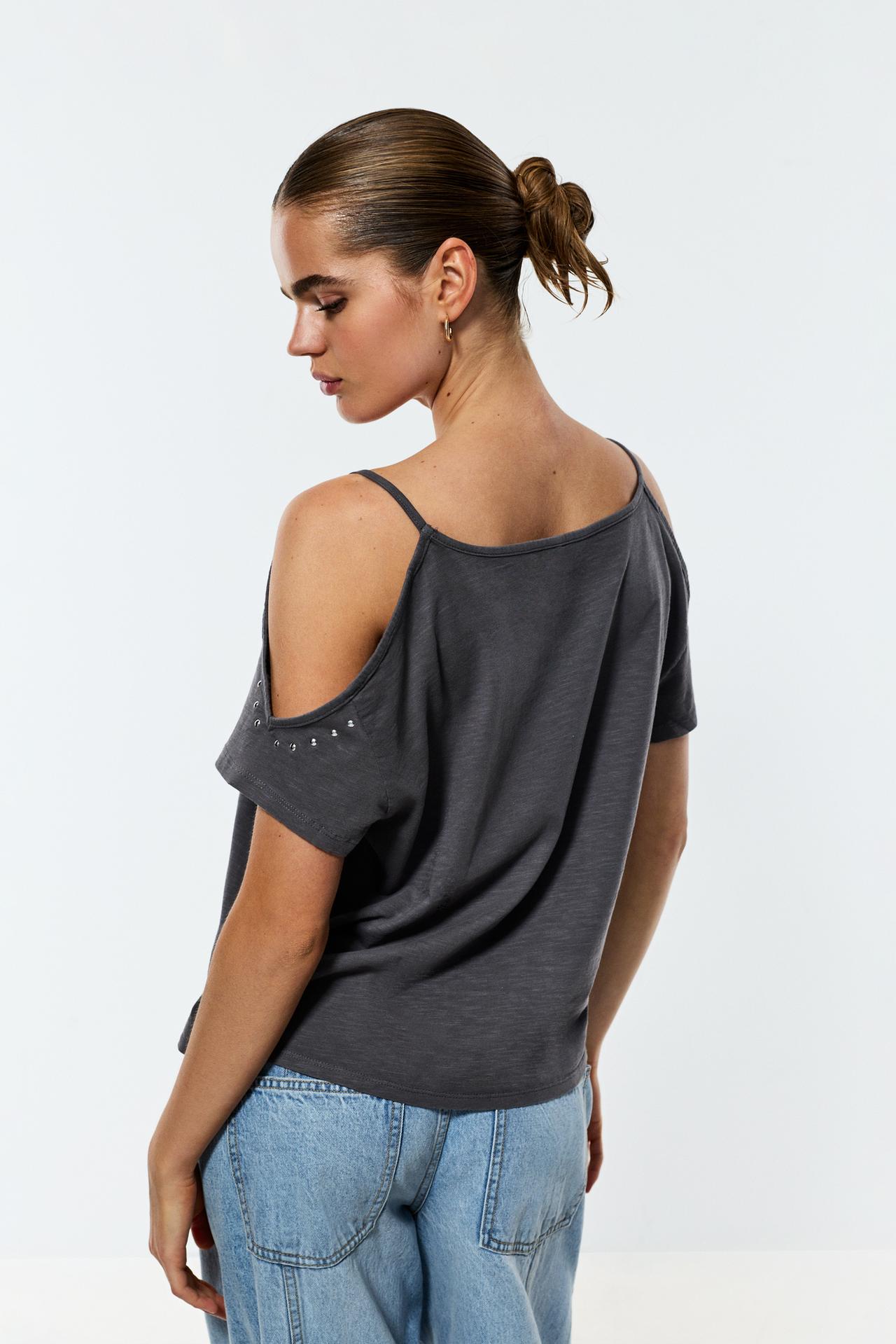 Cut-out and studded top — PALE CHARCOAL
