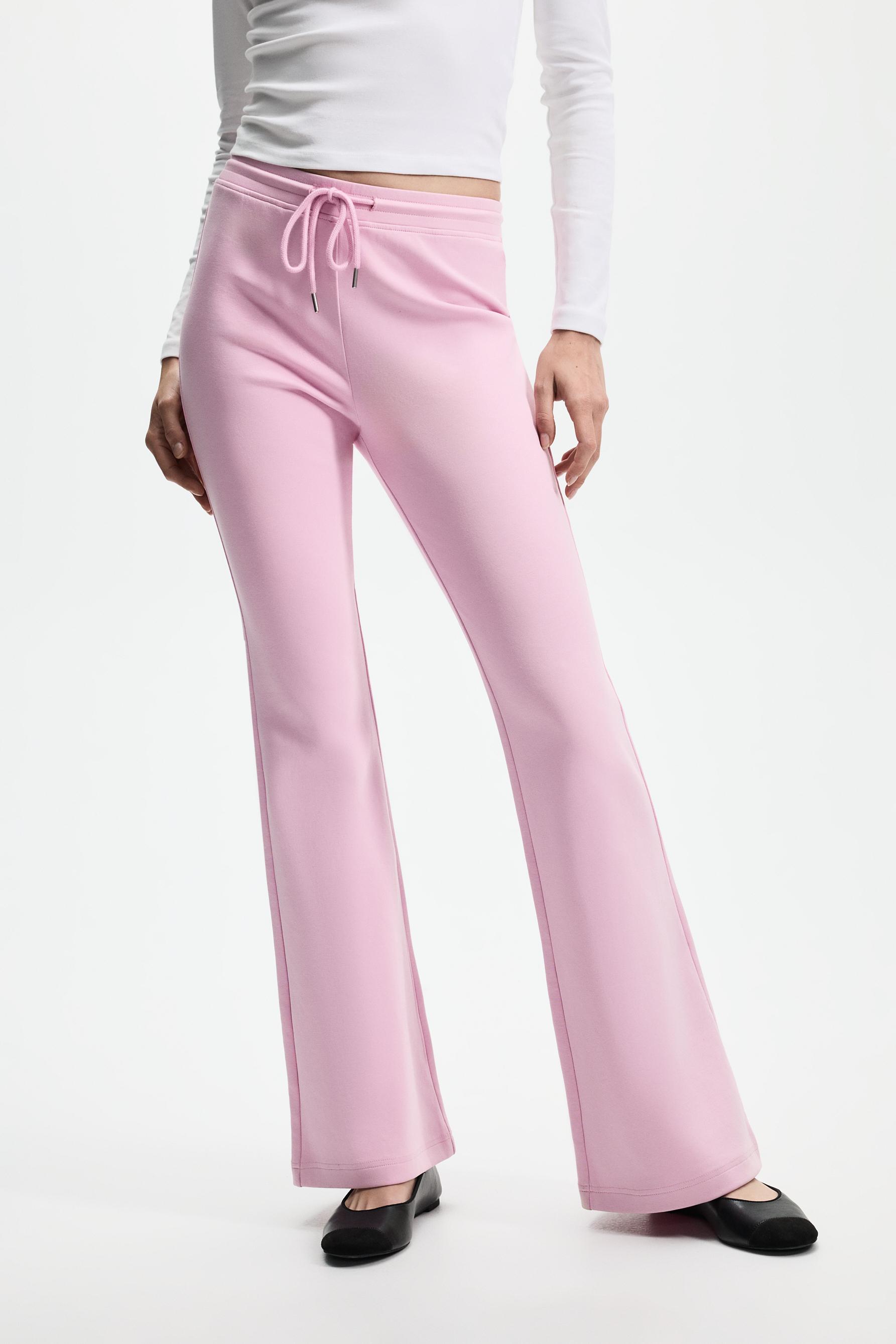 Basic interlock bell bottom trousers — PASTEL PINK