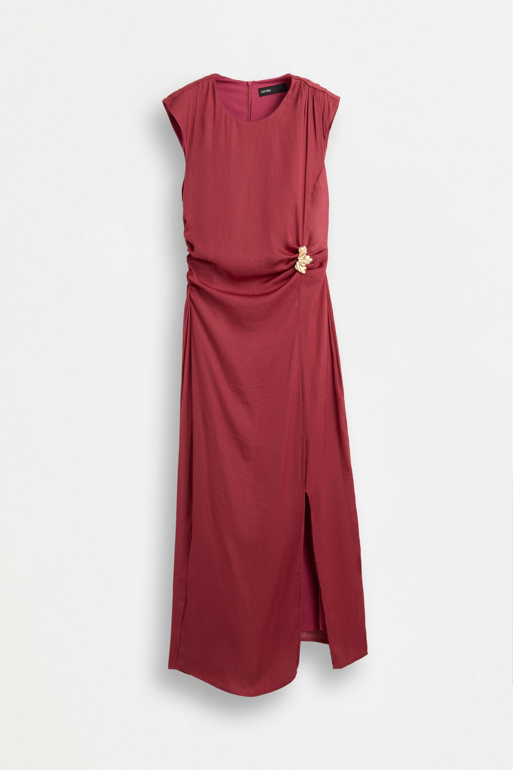 Jewel satin midi dress — MAROON