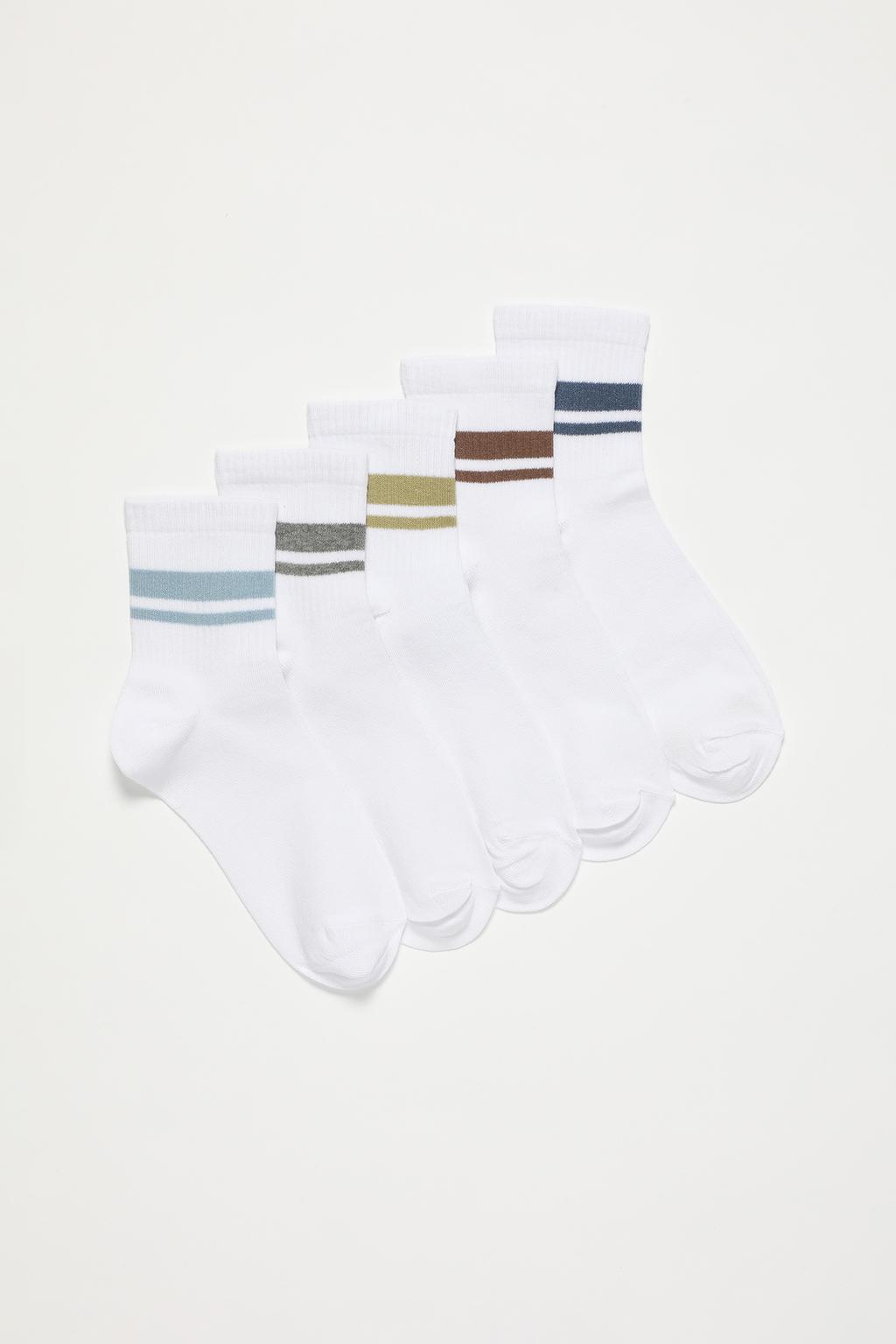 Pack of 5 long striped ankle socks