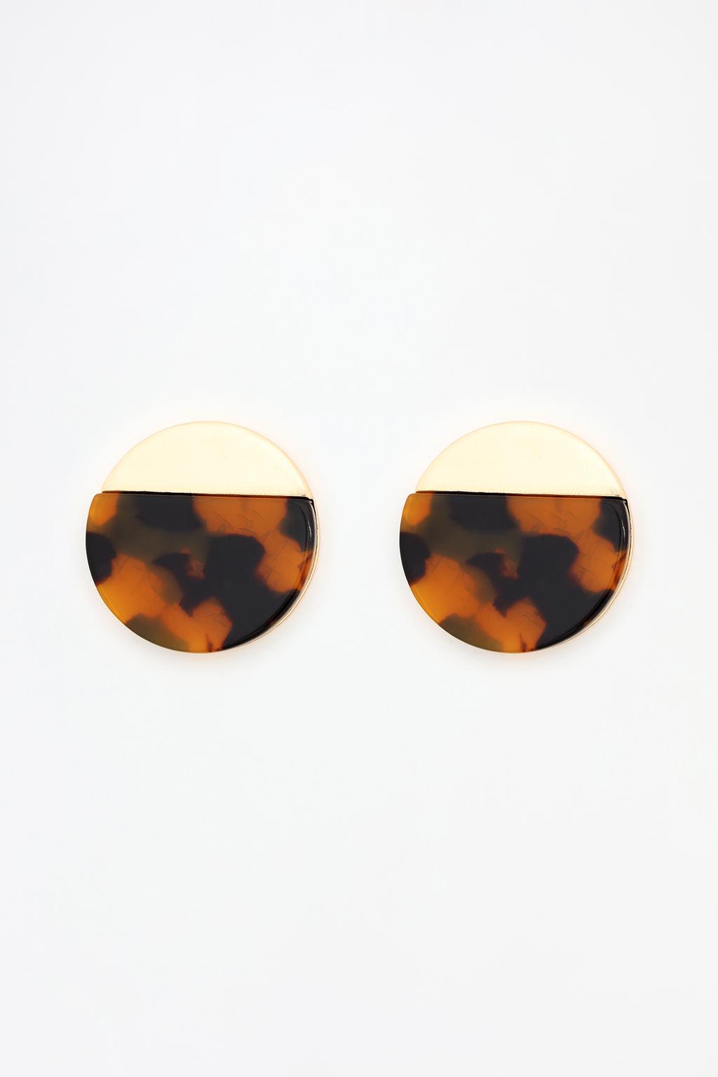 Round tortoiseshell-effect earrings