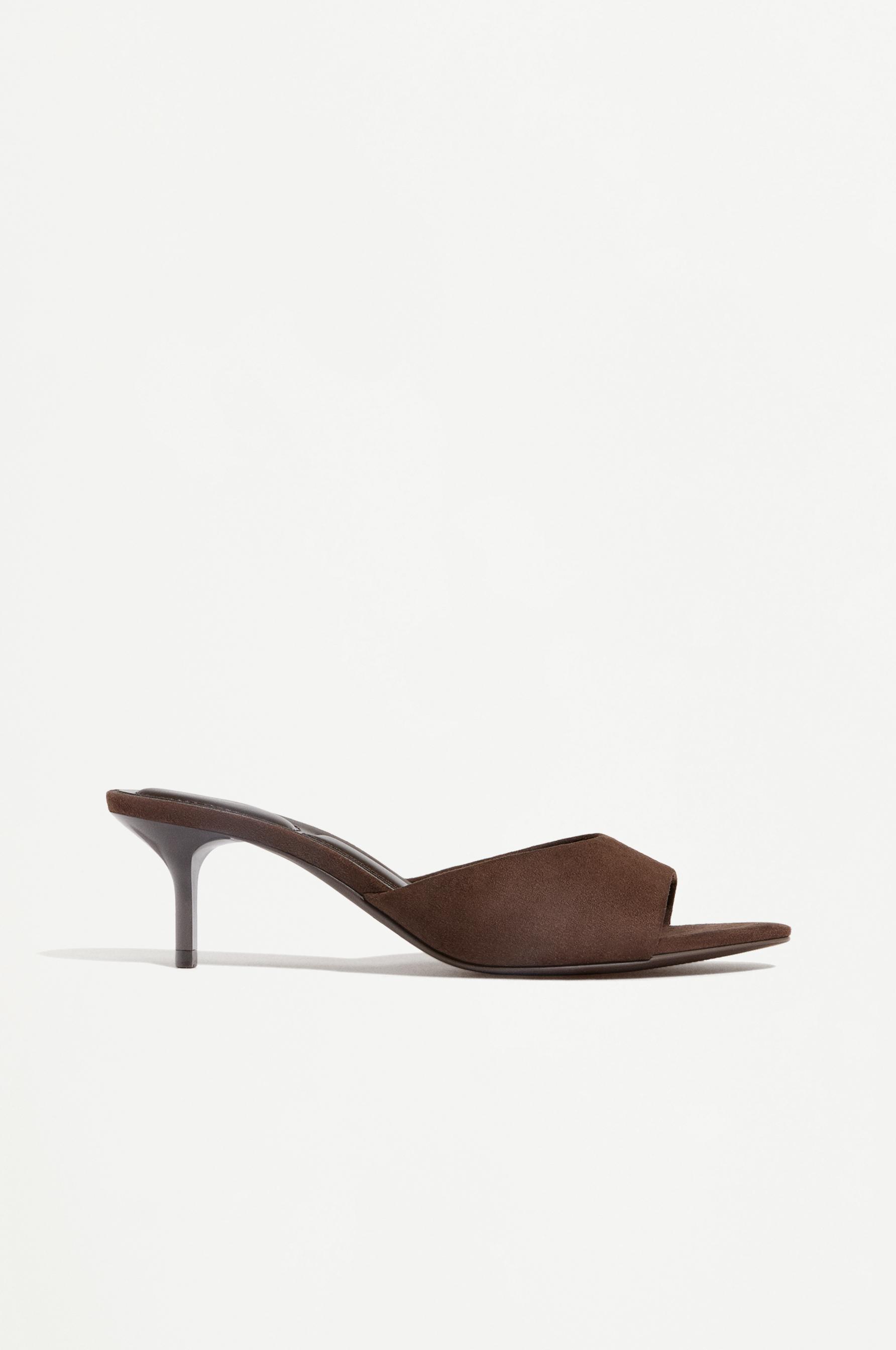 Heeled mule sandal — BROWN