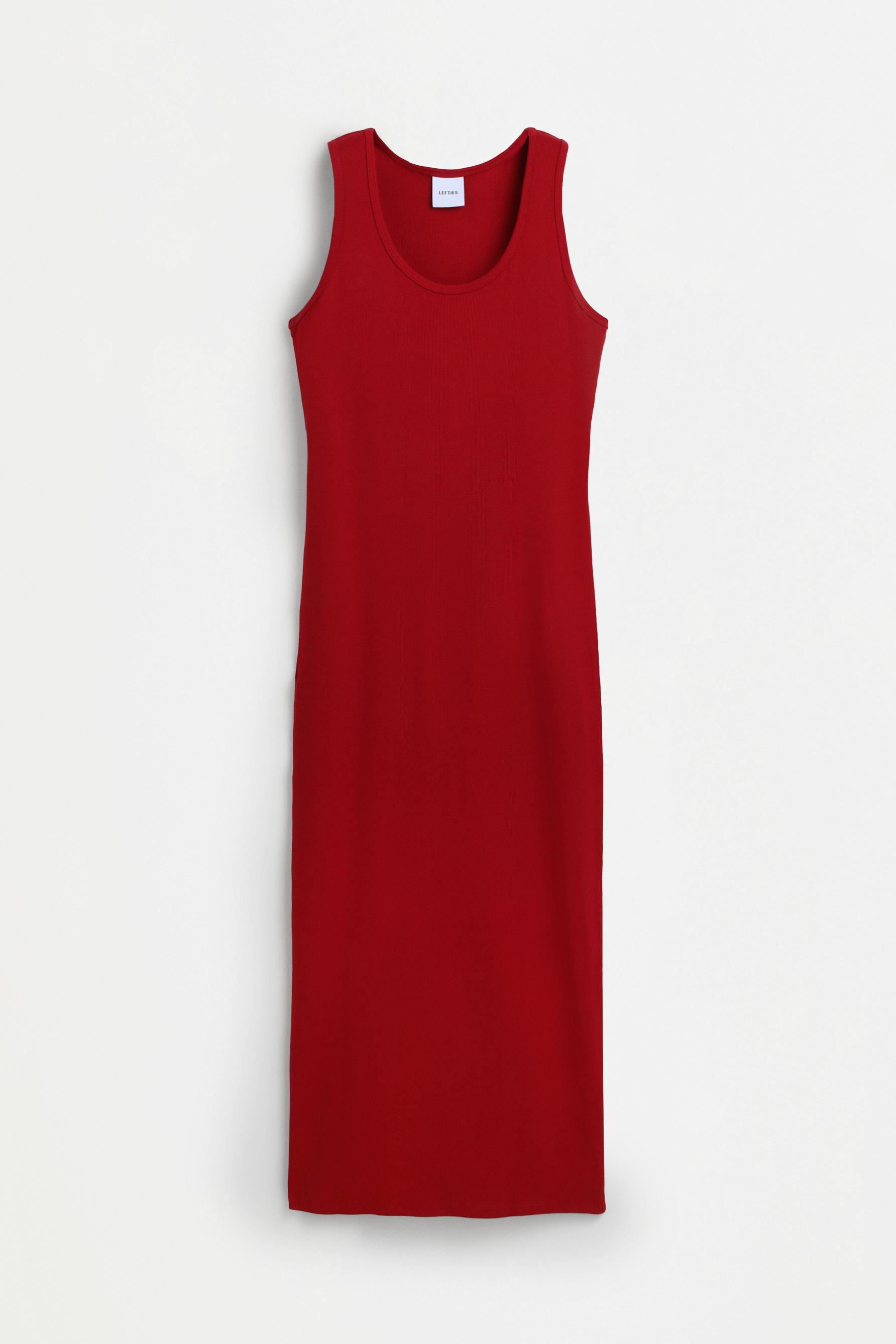 Ribbed midi dress — RED