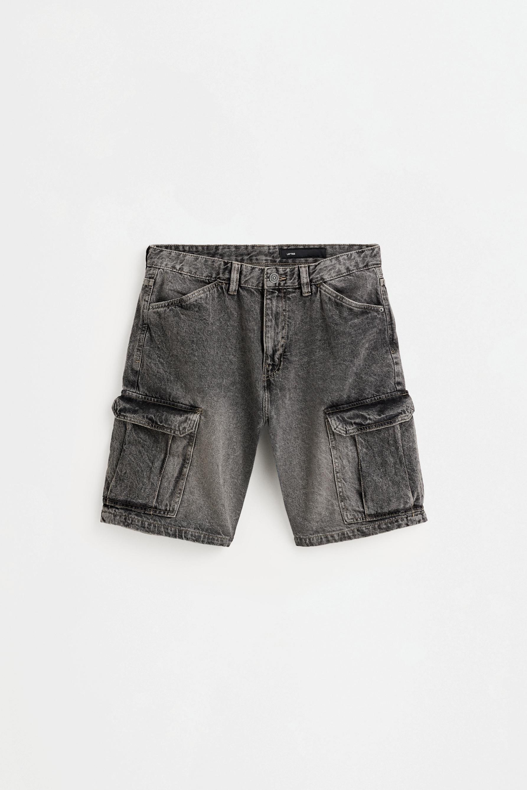 Denim cargo Bermuda shorts — CHARCOAL