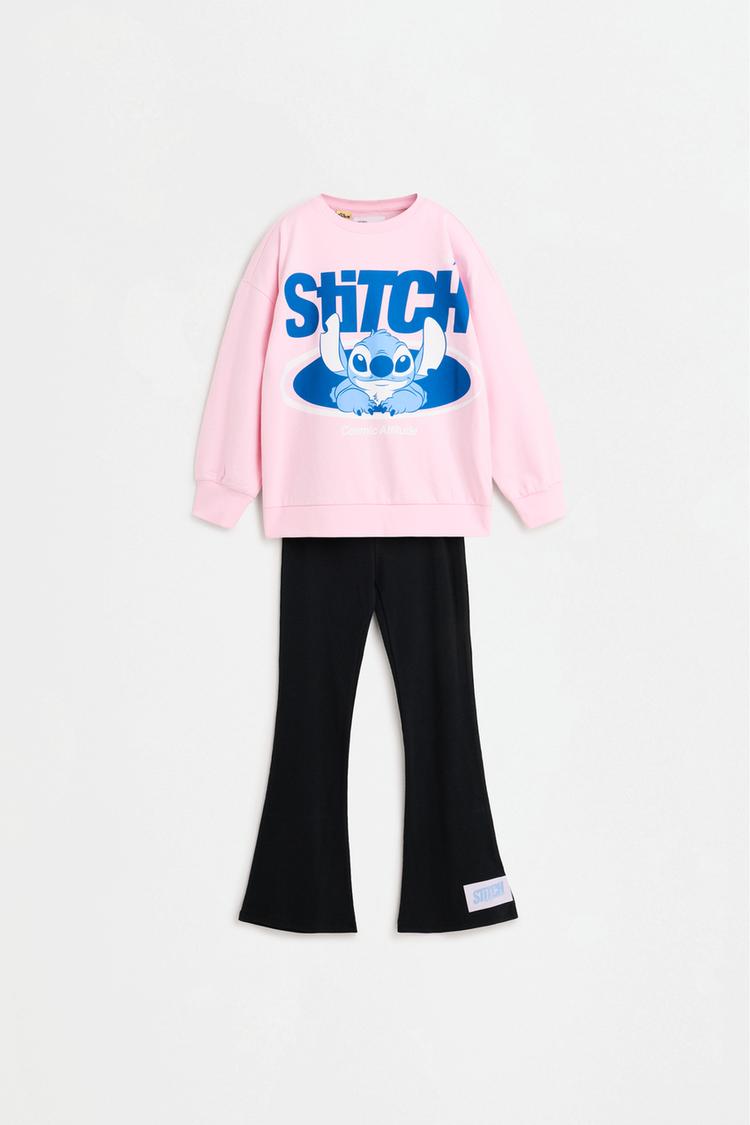 Stitch ©Disney sweatshirt and flared leggings co-ord — PINK