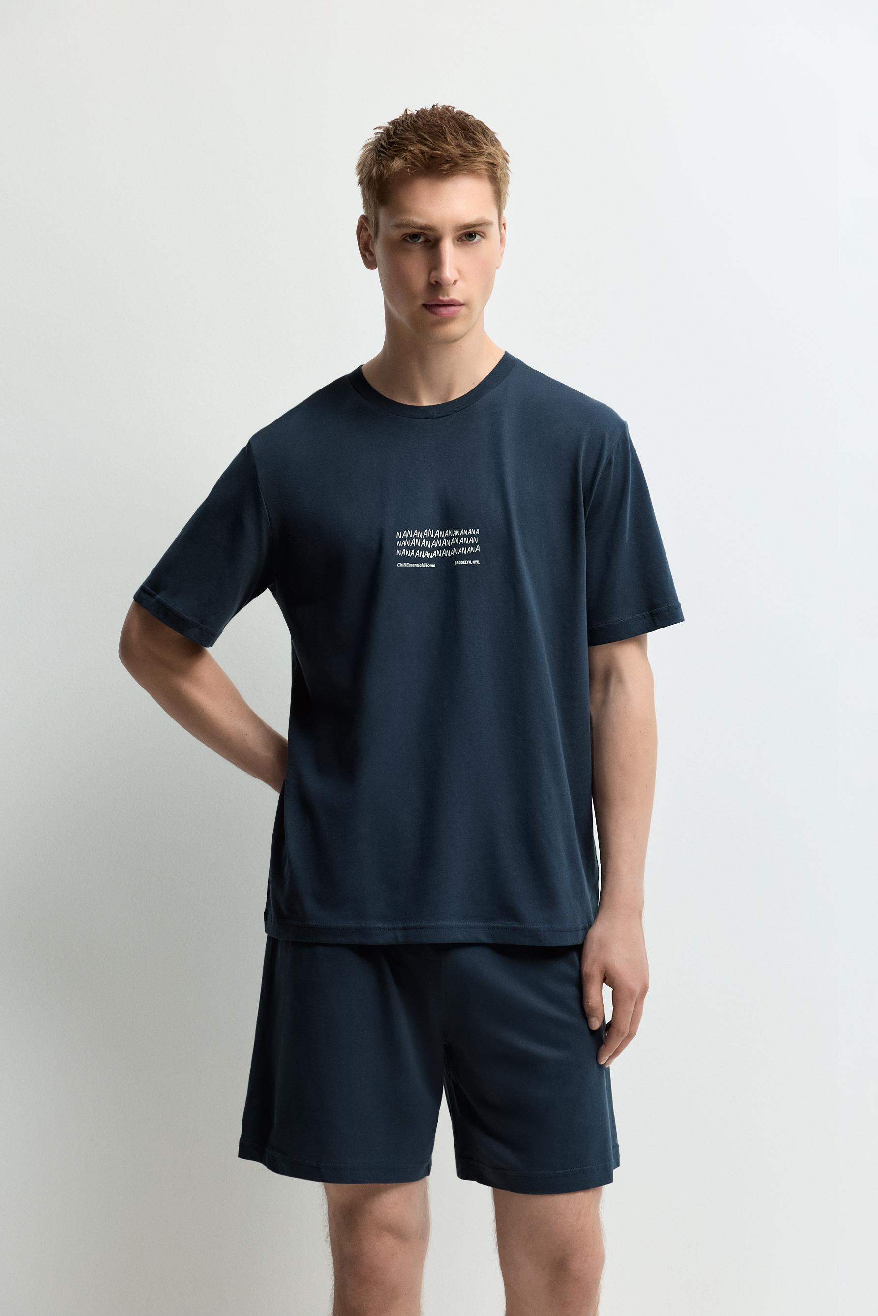 Short slogan pyjamas — OCEAN BLUE