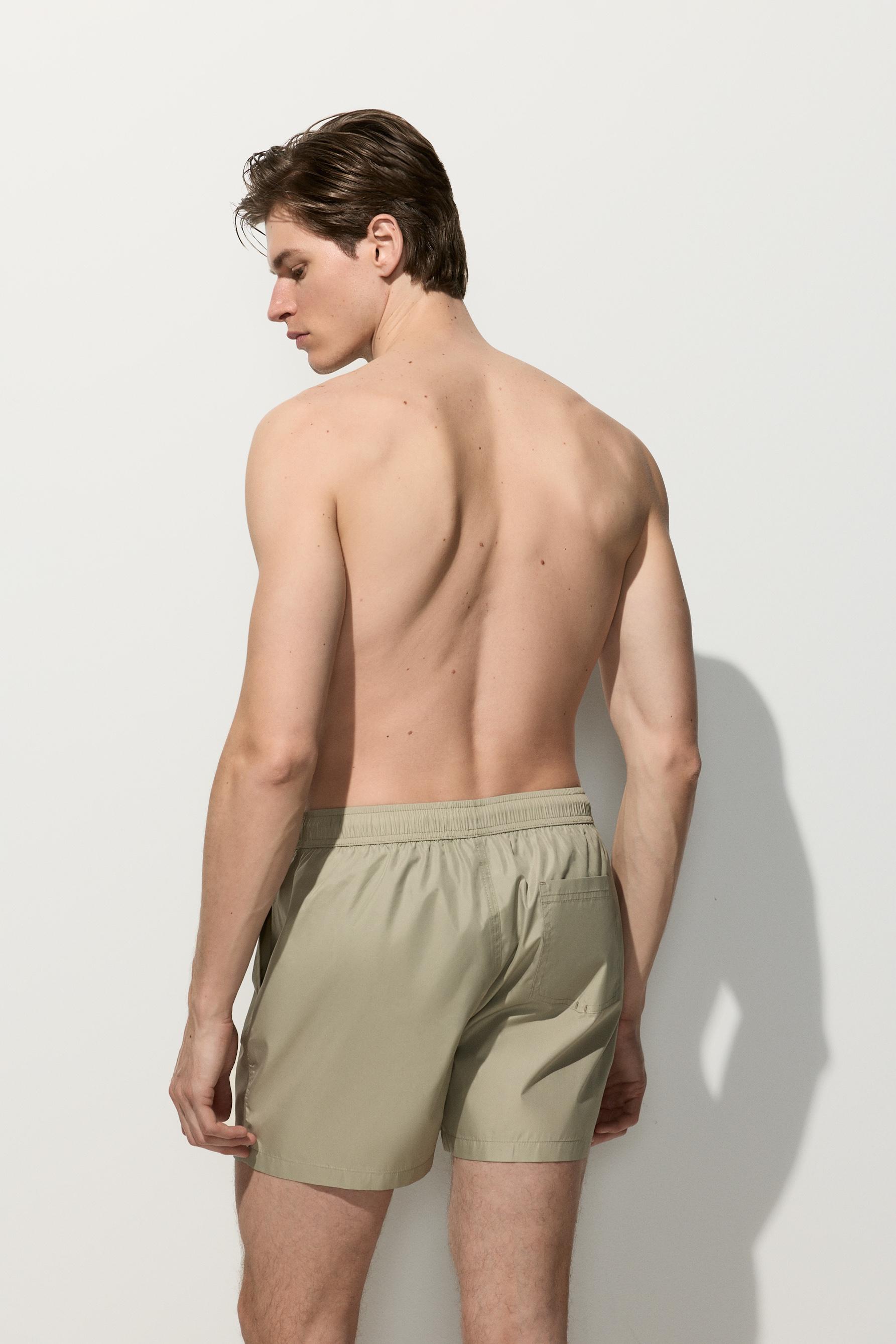 Basic regular fit swim shorts — PALE KHAKI