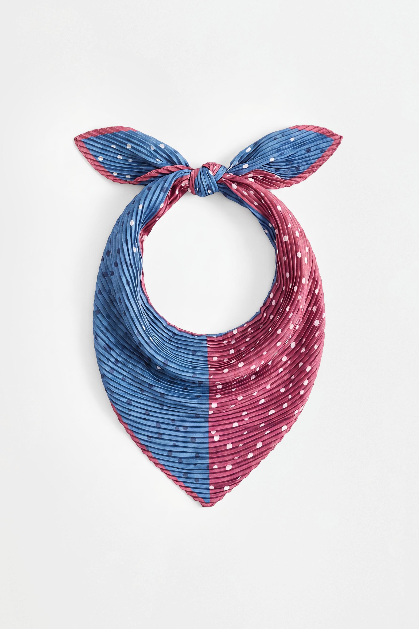 Pleated print scarf — BURGUNDY