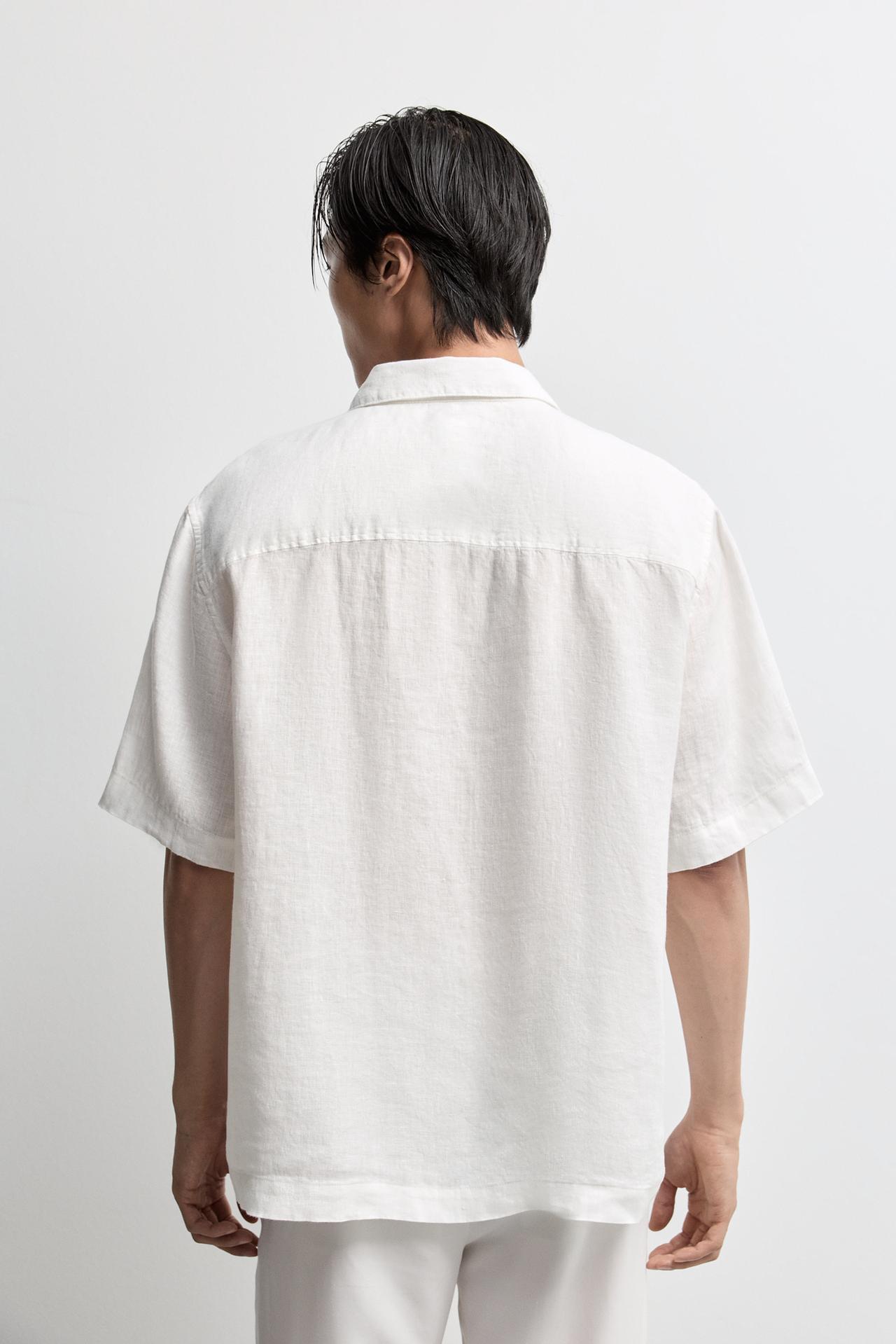 100% linen shirt — WHITE