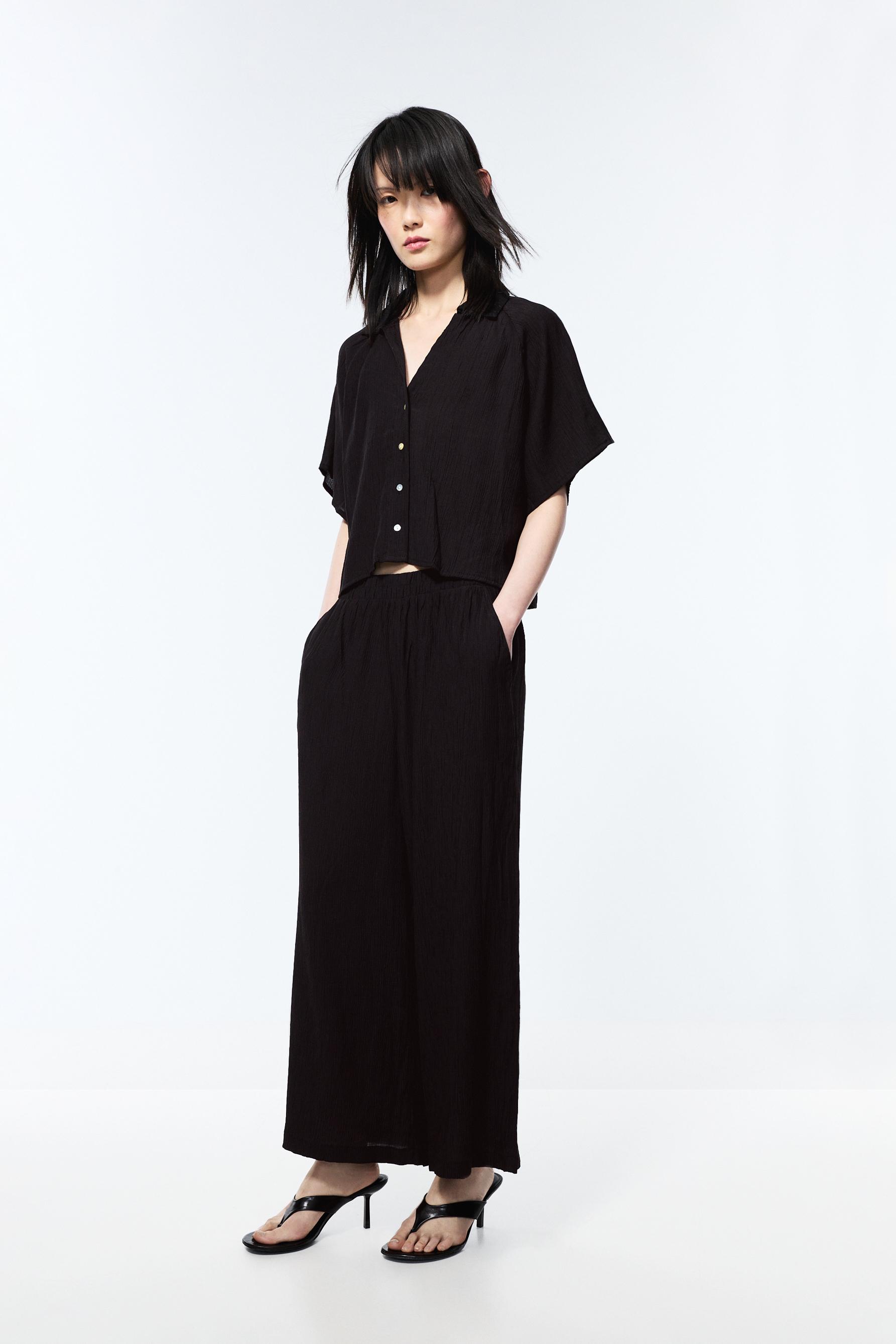 Textured culottes — BLACK