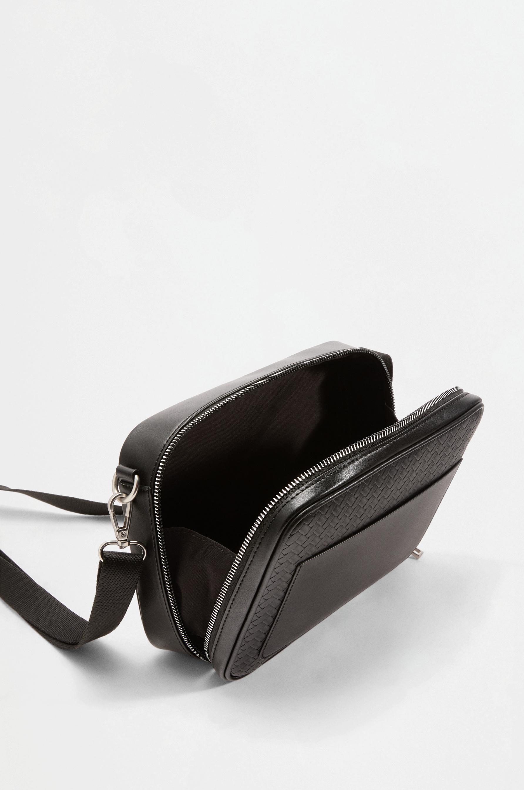 Braided effect crossbody bag — BLACK