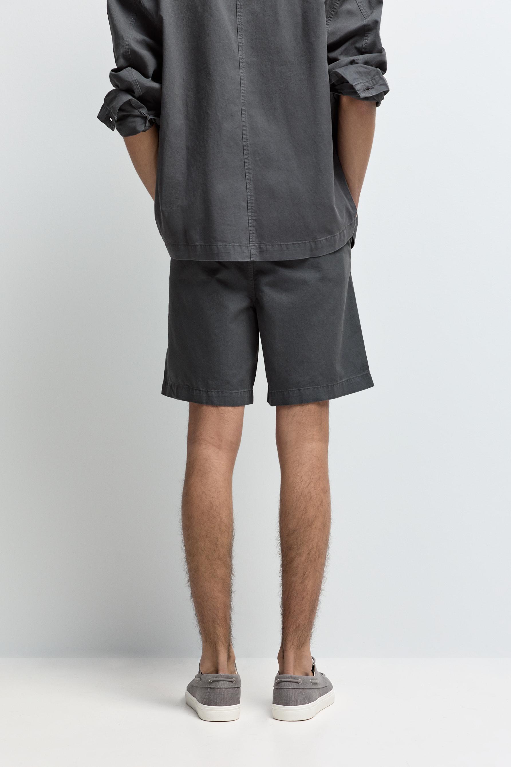 Linen blend jogger Bermuda shorts — ANTHRACITE GREY