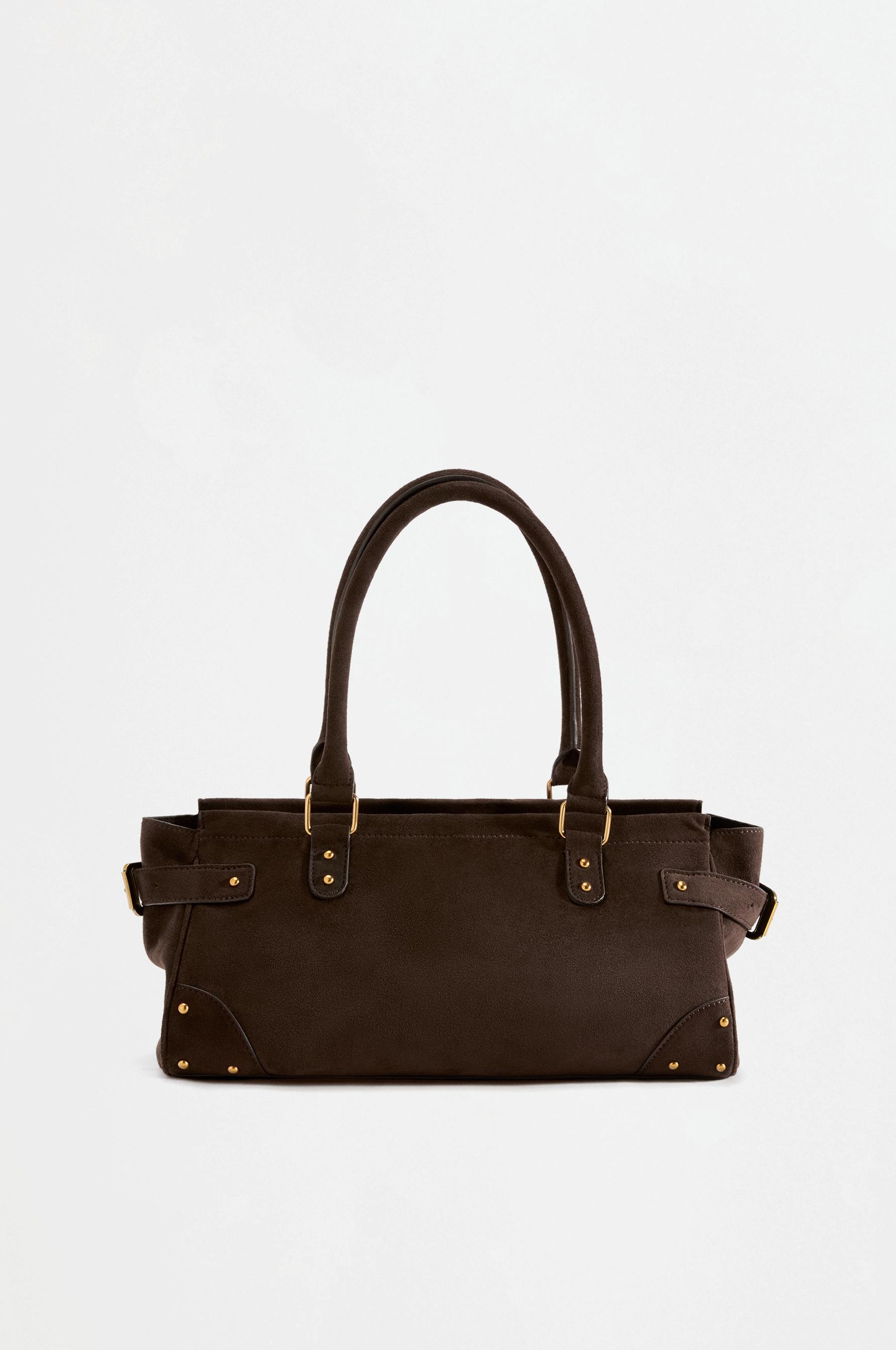Faux suede shoulder bag — BROWN