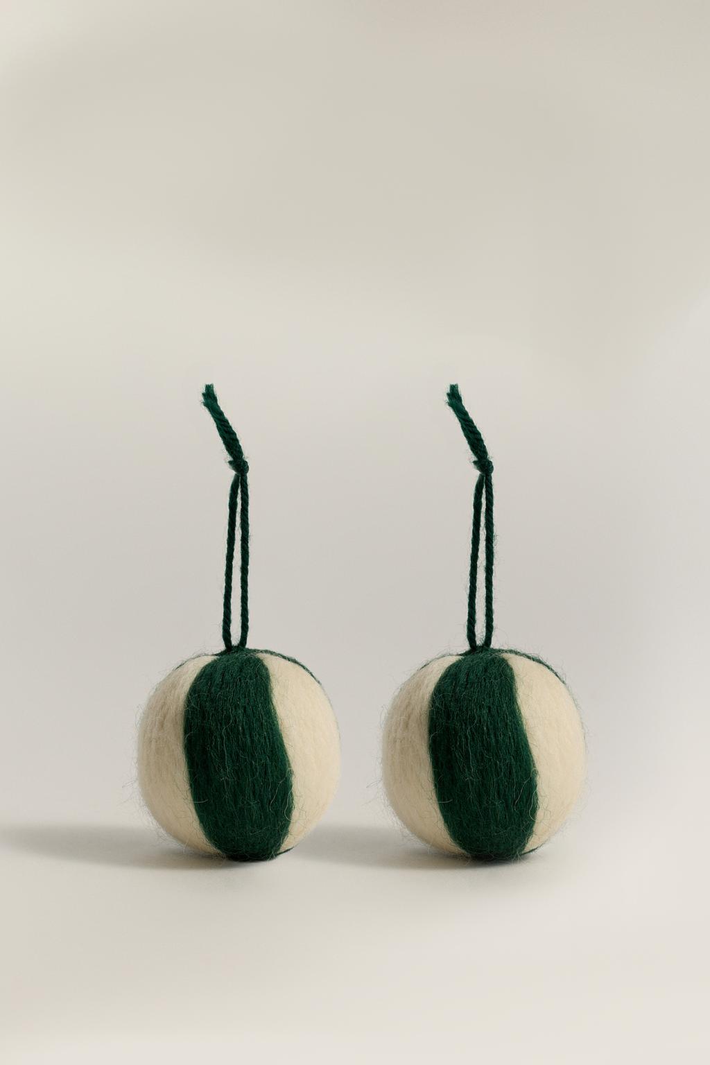 Pack 2 adorno árbol bola franjas color 10cm