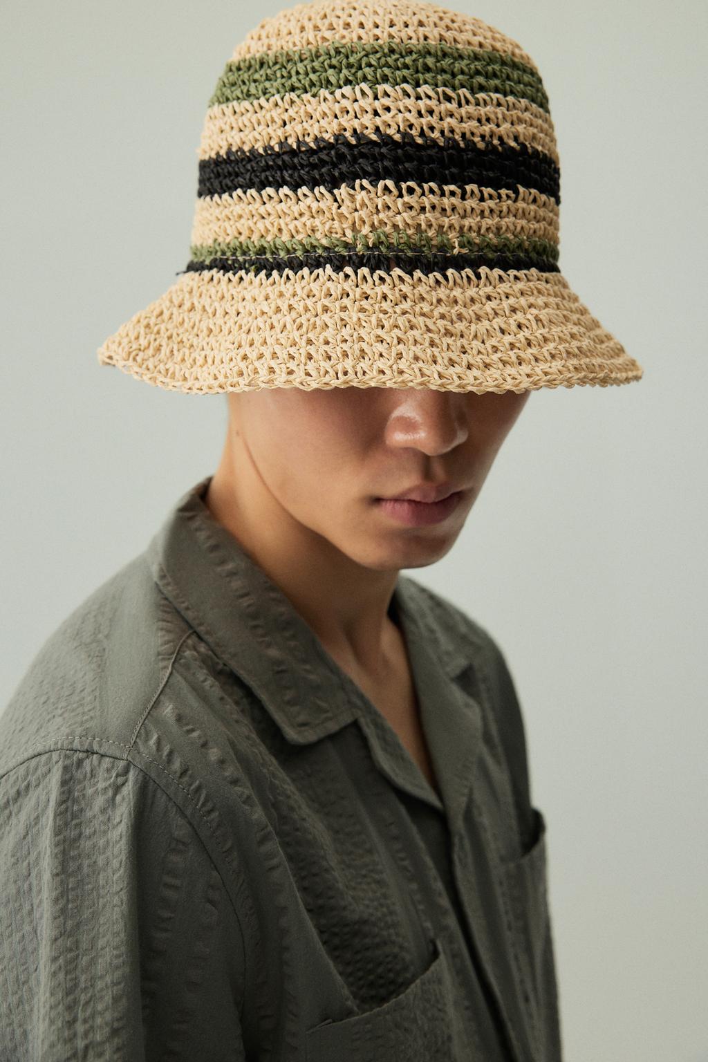Raffia-effect bucket hat