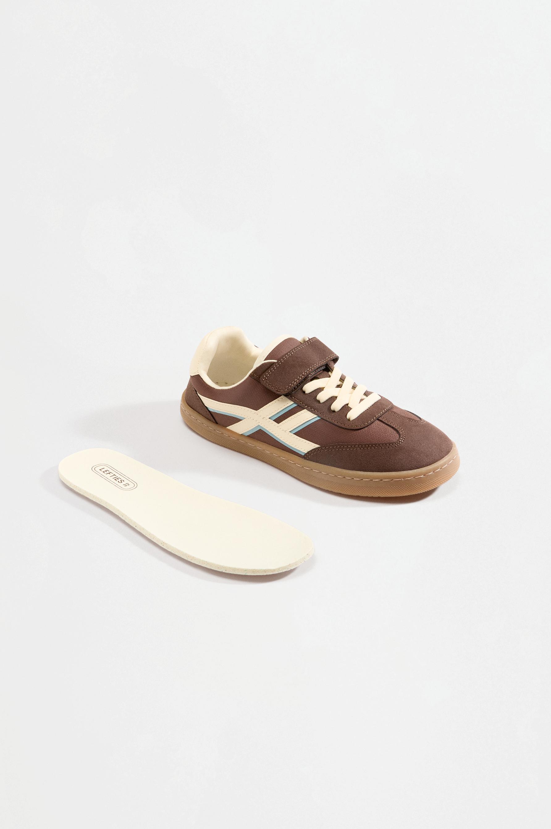 Barefoot mixed-material sneakers — BROWN