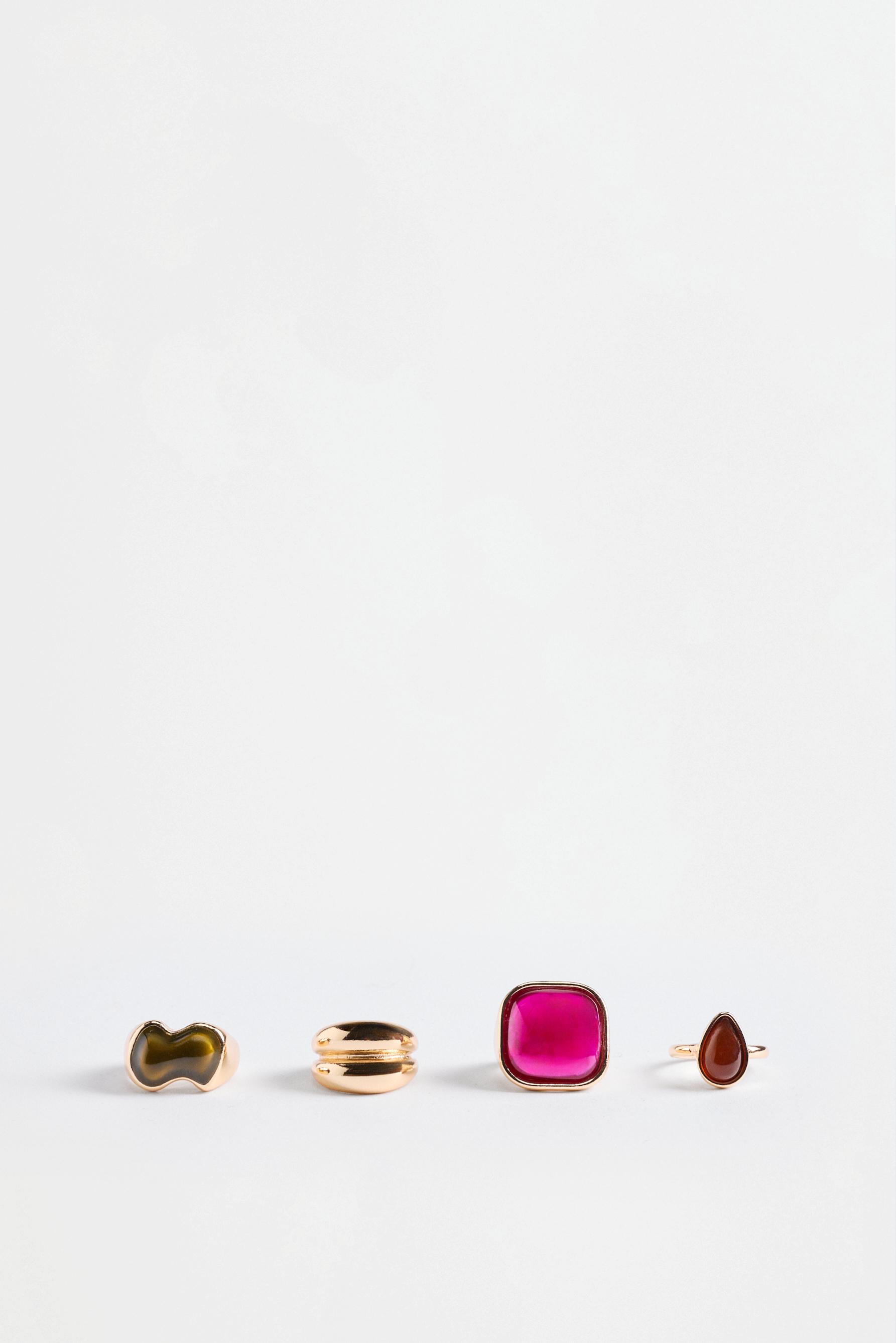 Stone rings (4-pack) — GOLD - SILVER