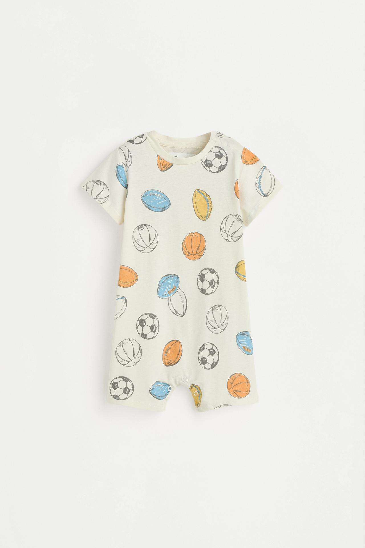 All-over printed short sleepsuit — ECRU