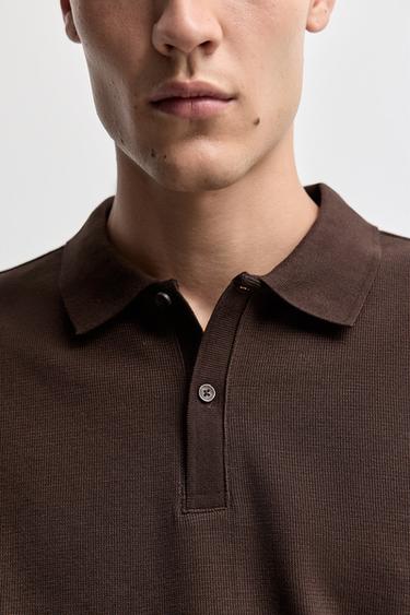 Basic textured polo shirt — BROWN 3