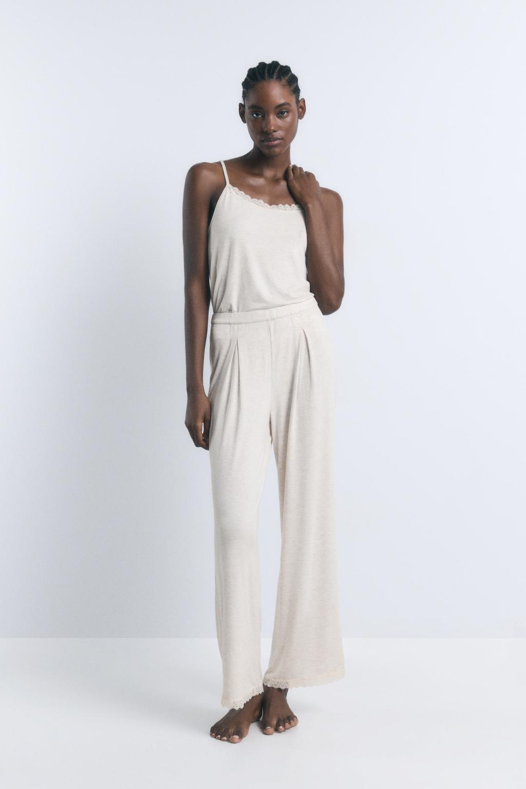 Pantaloni pigiama culotte in pizzo