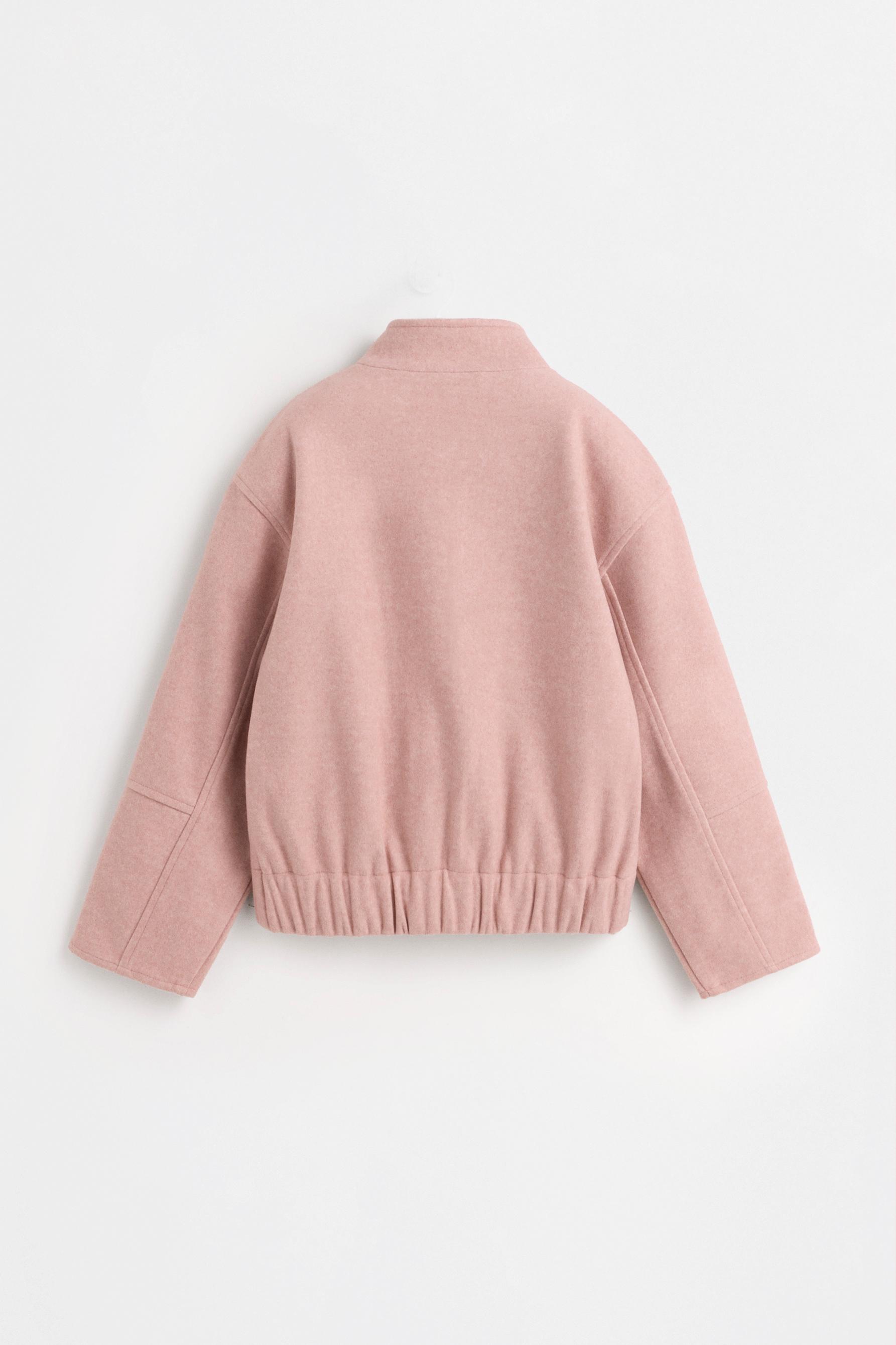 Synthetic wool bomber jacket — DUSTY PINK