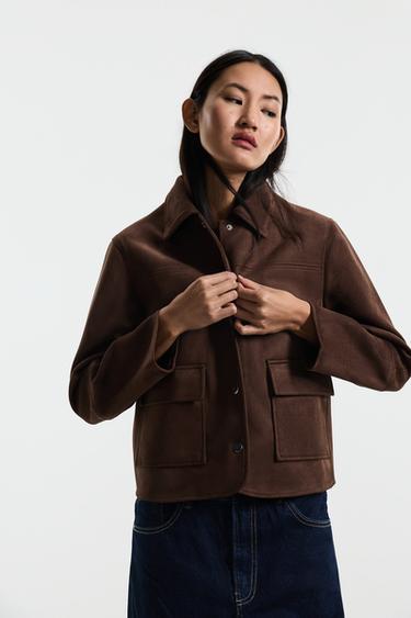 Faux suede jacket — CHOCOLATE BROWN 2