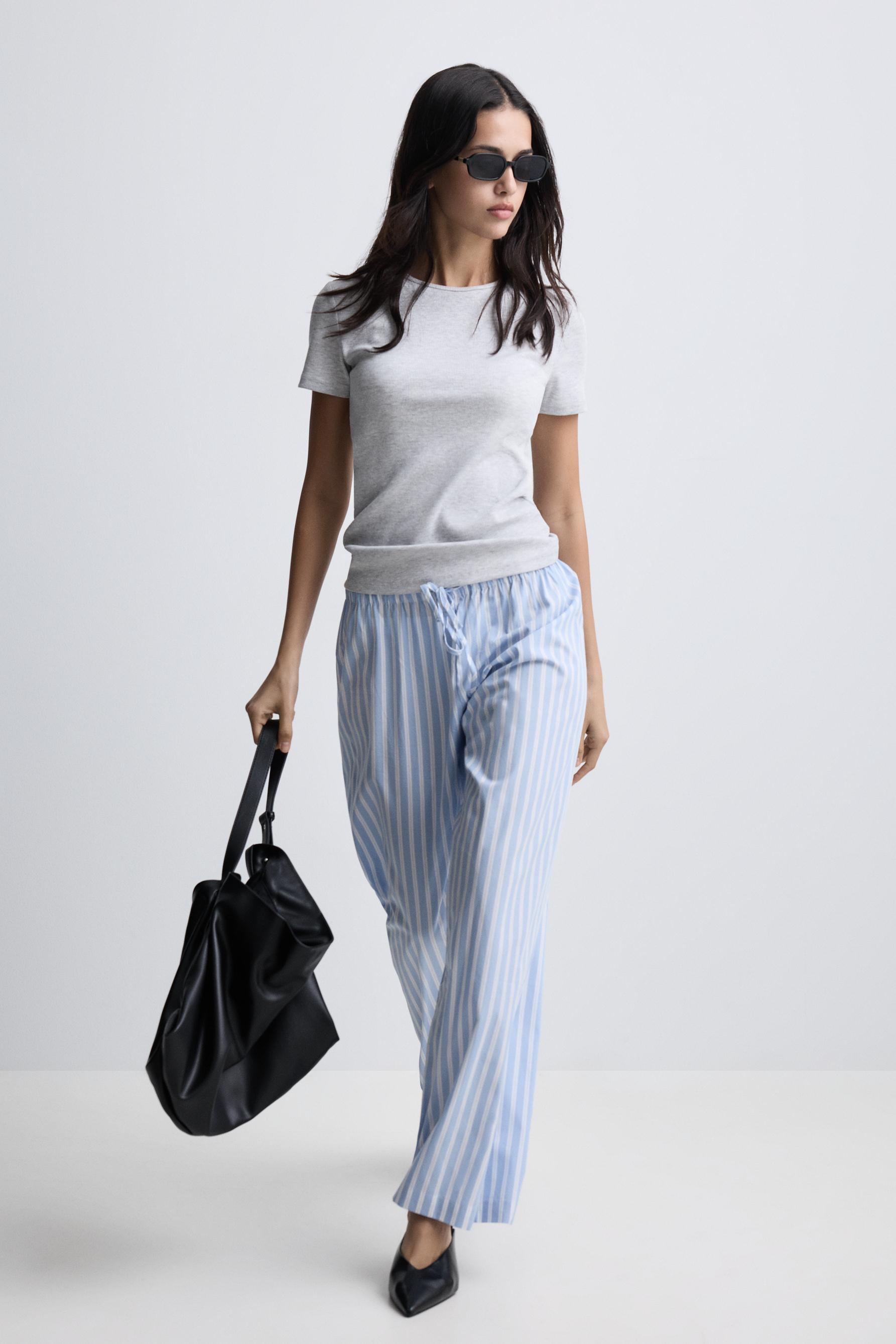 Striped pyjama bottoms — FADED SKY BLUE