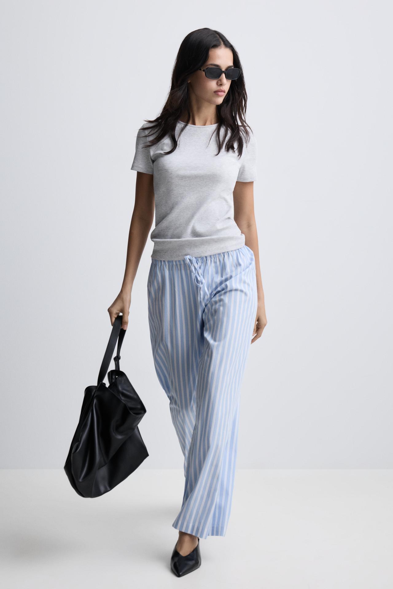 Striped pyjama bottoms — FADED SKY BLUE