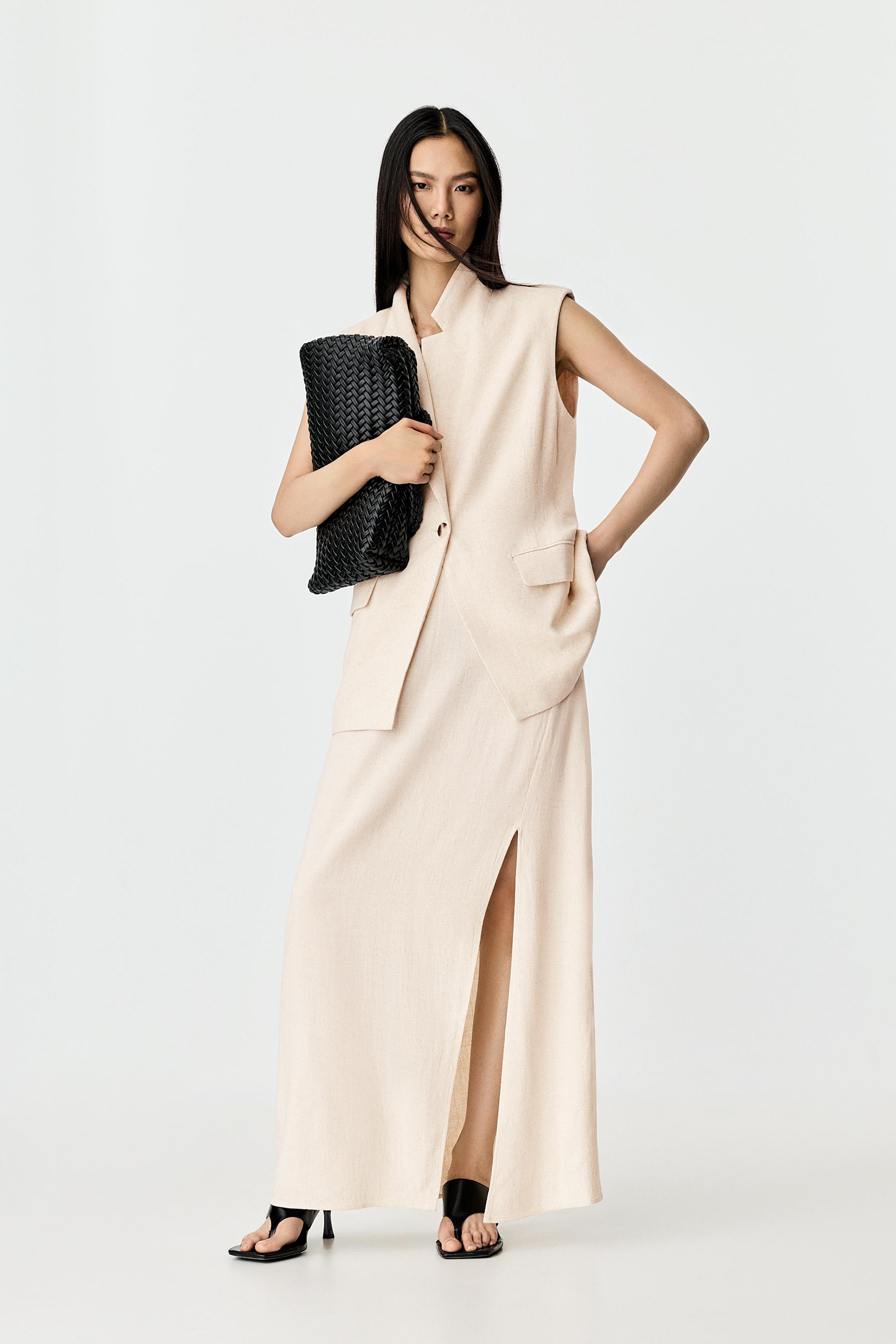 Rustic midi skirt — BEIGE
