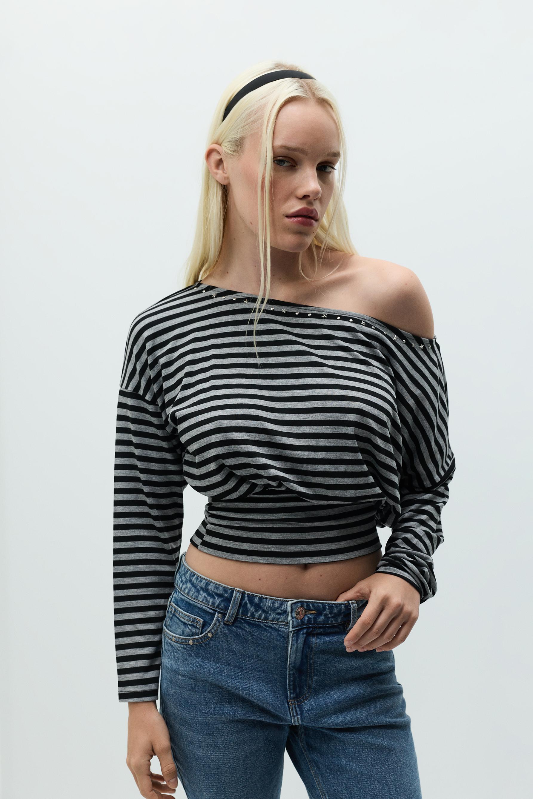 Drop-shoulder T-shirt — BLACK MARL