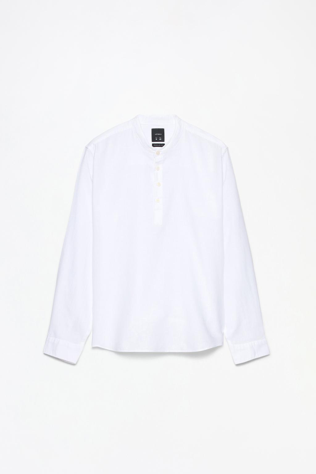 Linen-cotton Henley shirt