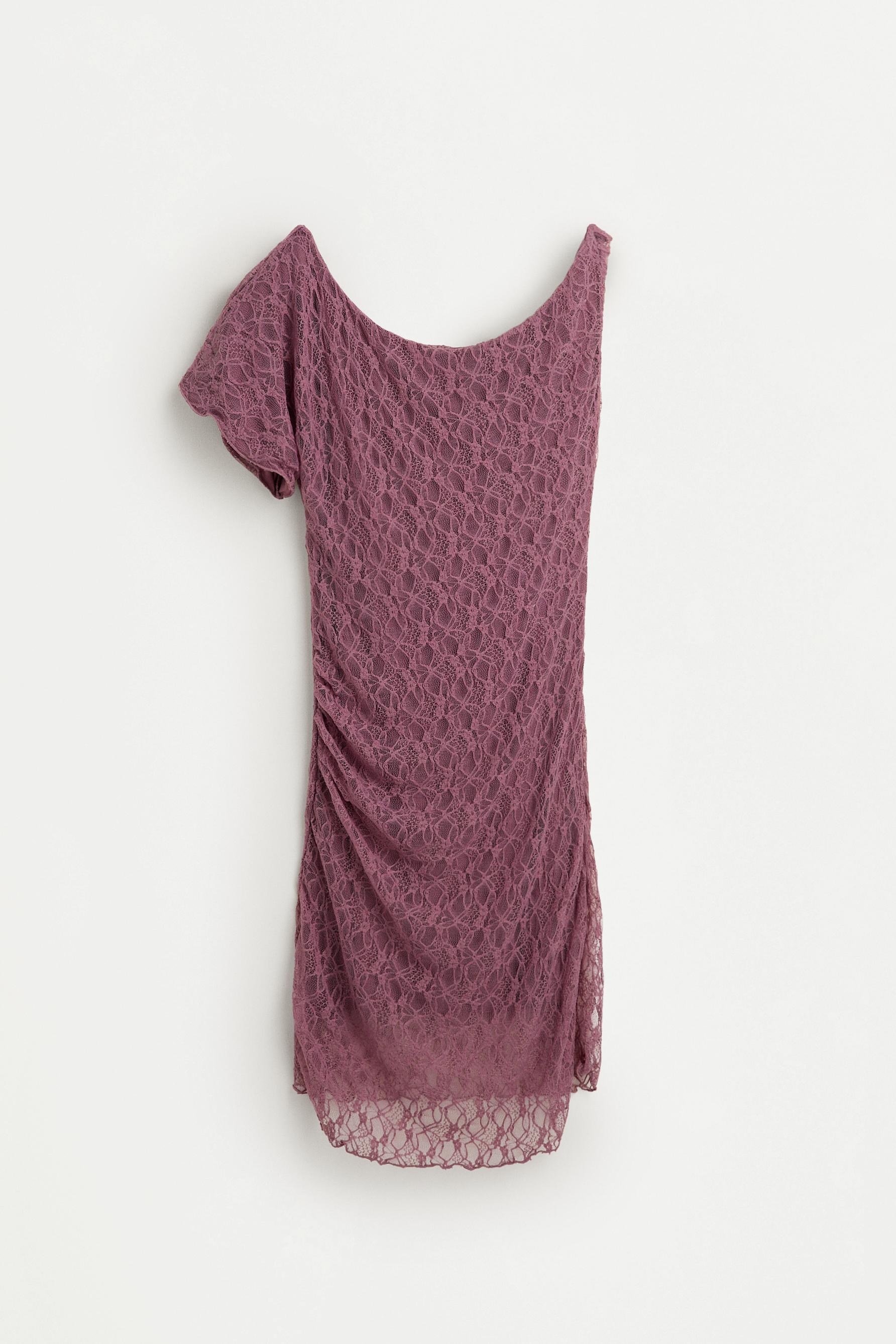 Asymmetric lace dress — DARK MAUVE