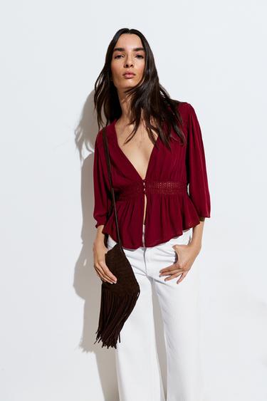 Textured shirt with lace inserts — MAROON 5