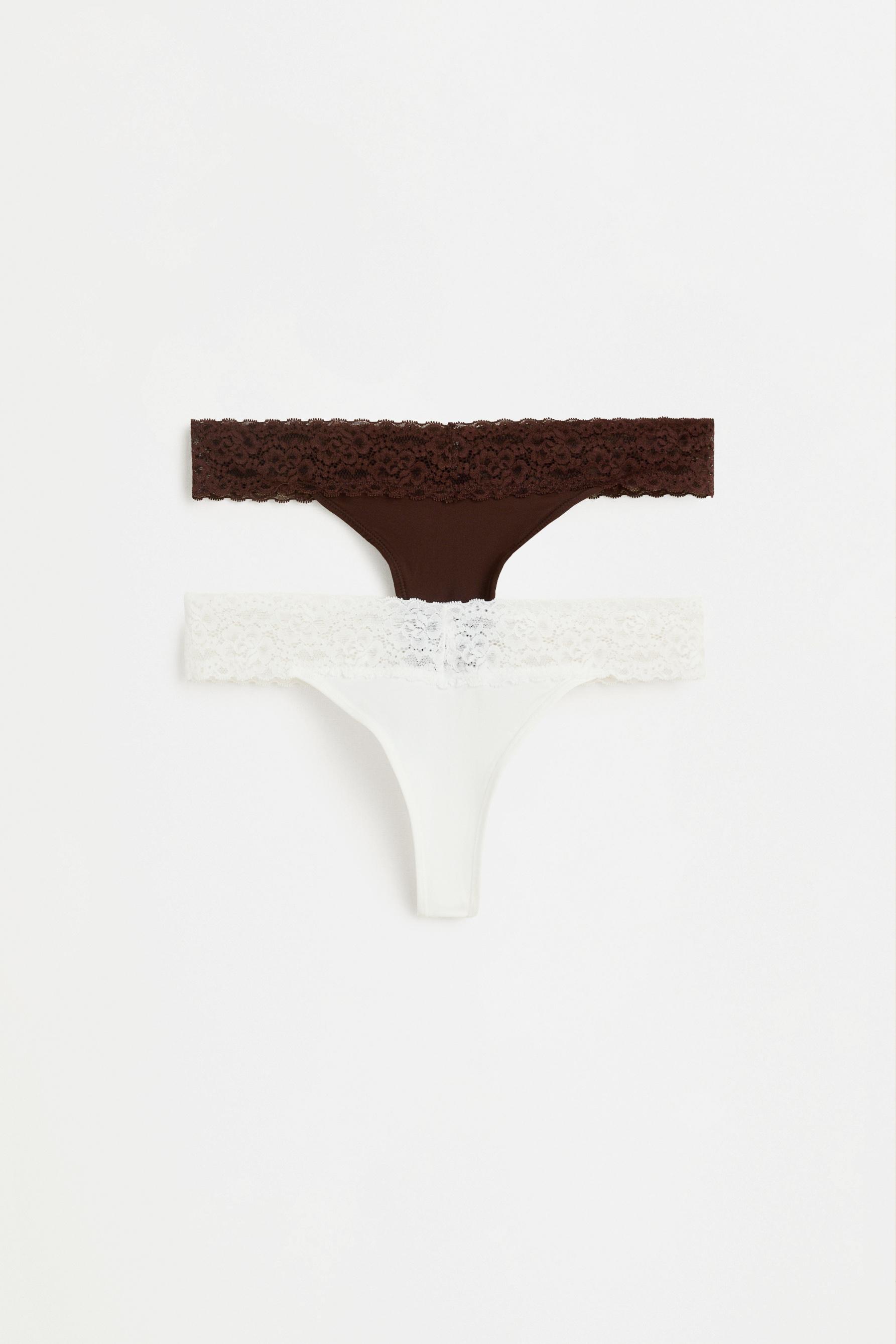 Lace-waist thongs (2-pack) — WHITE
