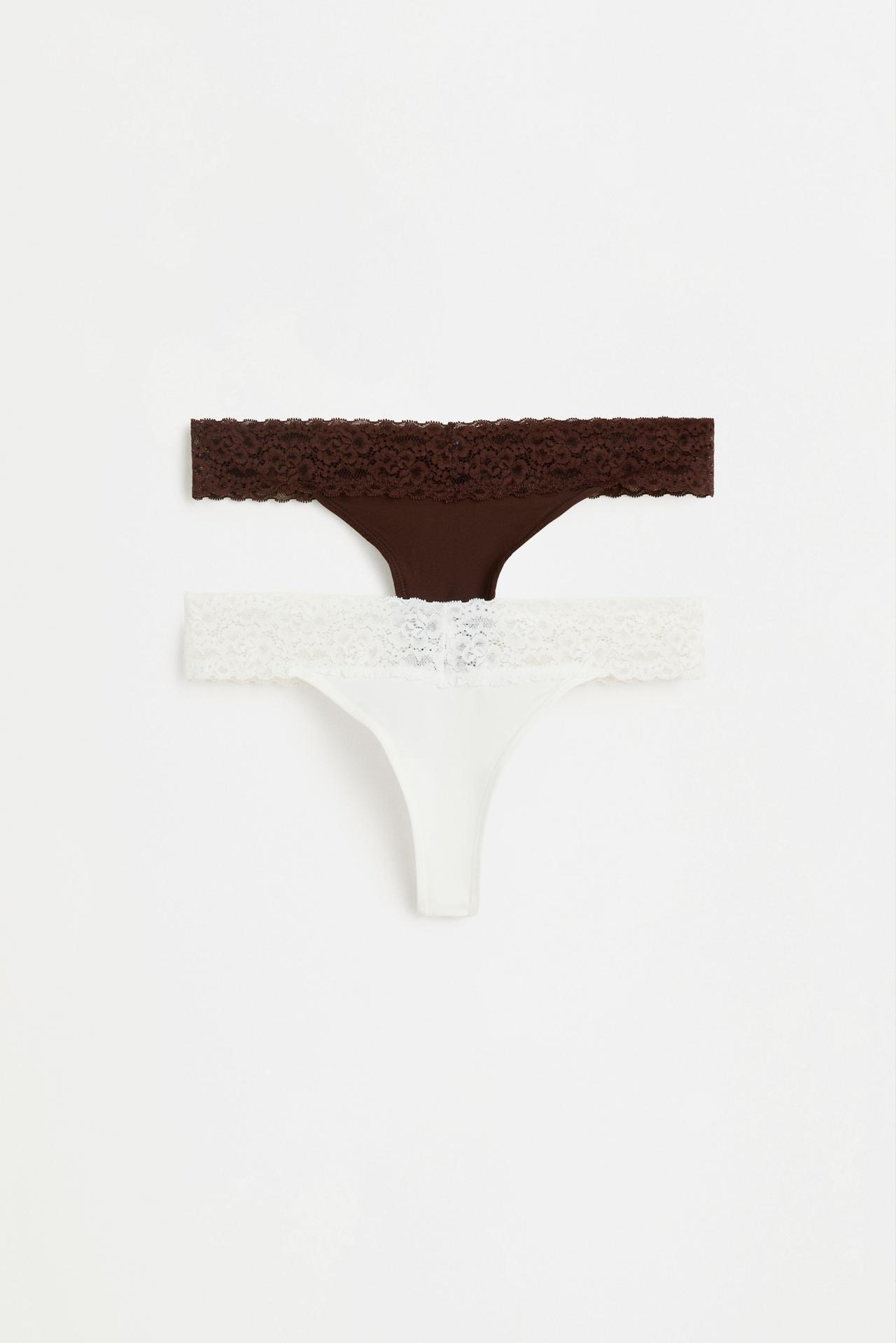 Lace-waist thongs (2-pack) — WHITE