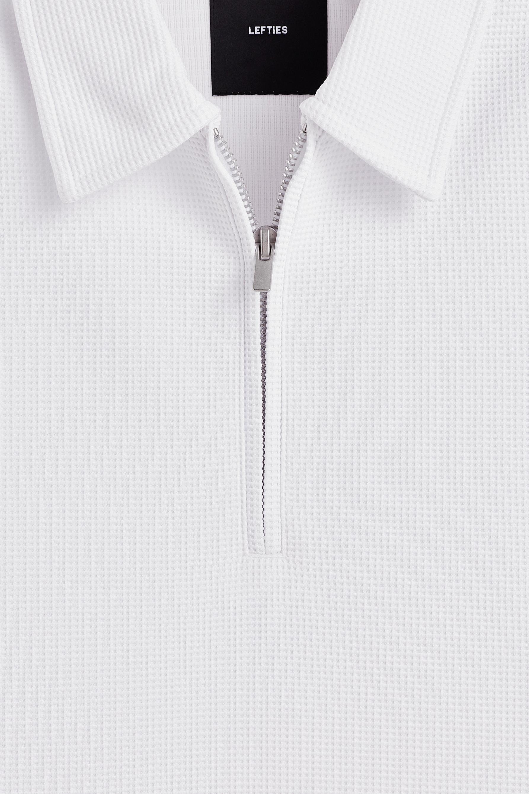 Textured zip-up polo shirt — WHITE