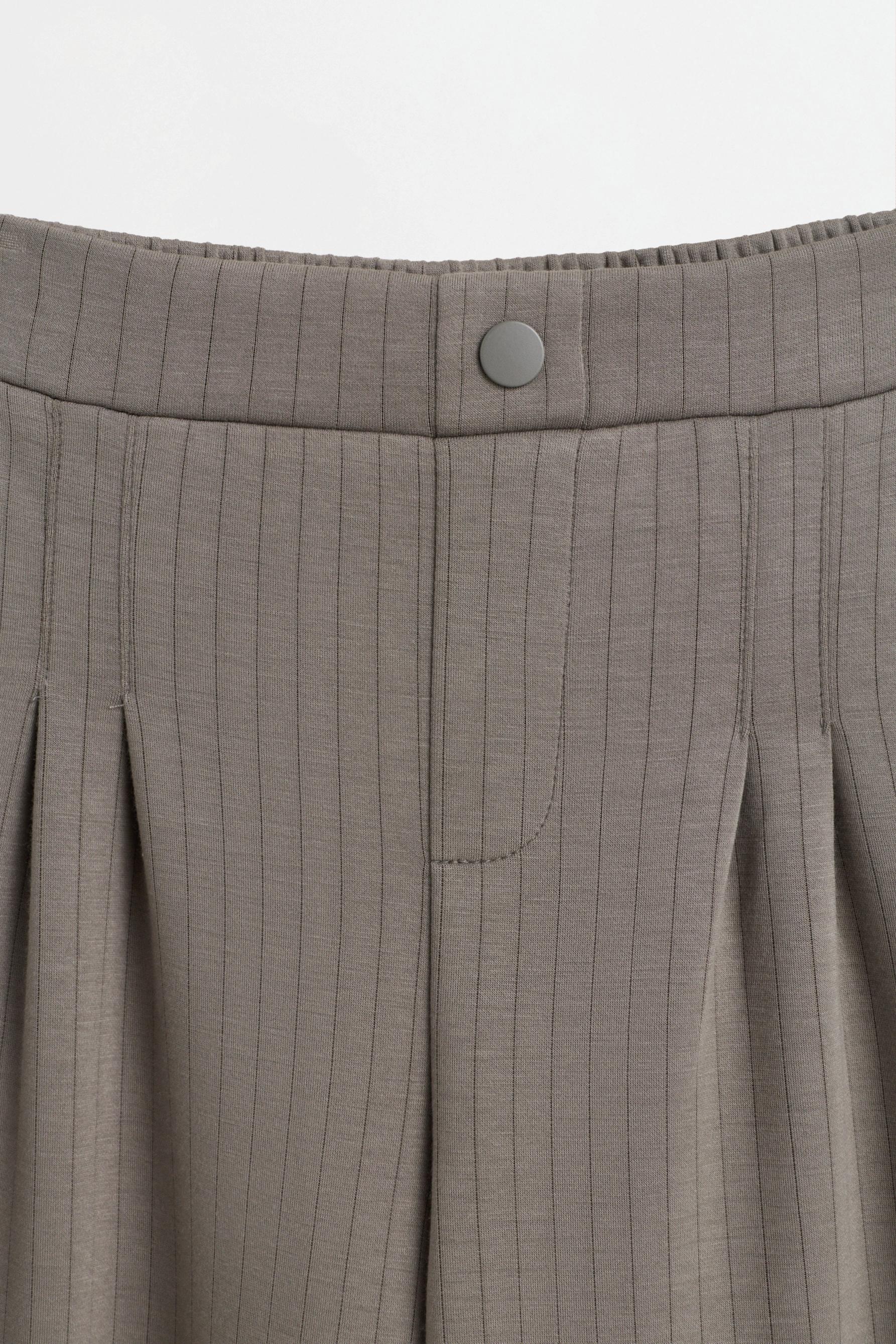 Ribbed straight-leg trousers — KHAKI