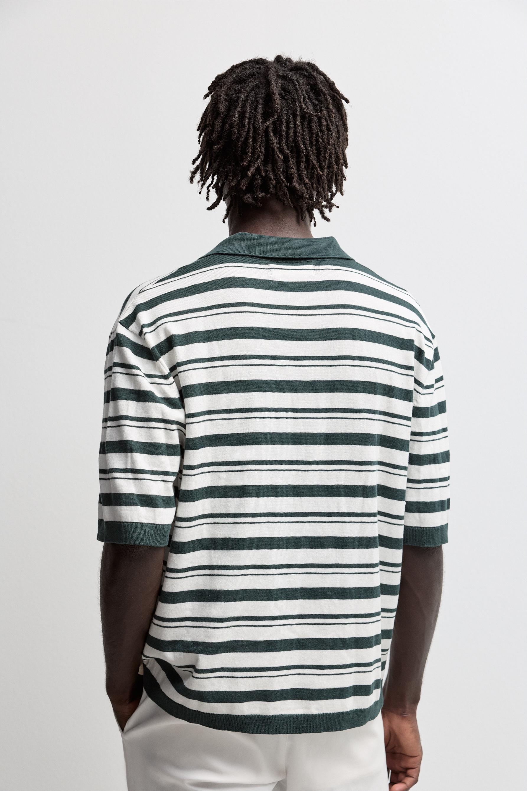 Striped knit polo — EMERALD GREEN