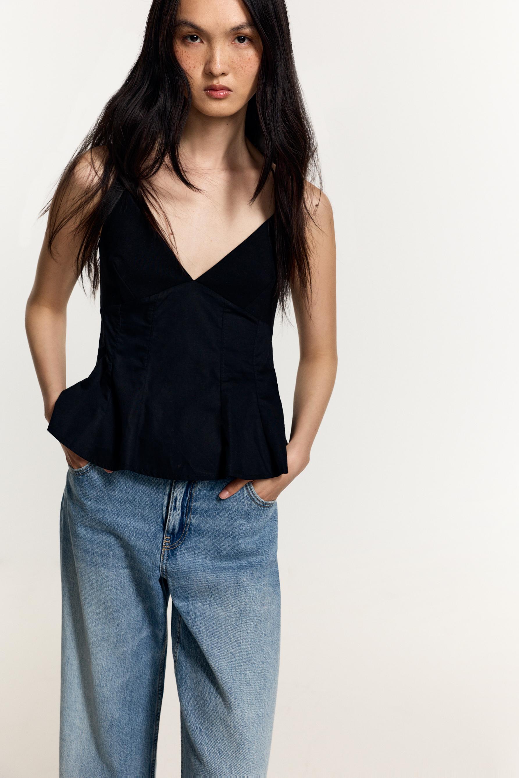 Peplum top — BLACK