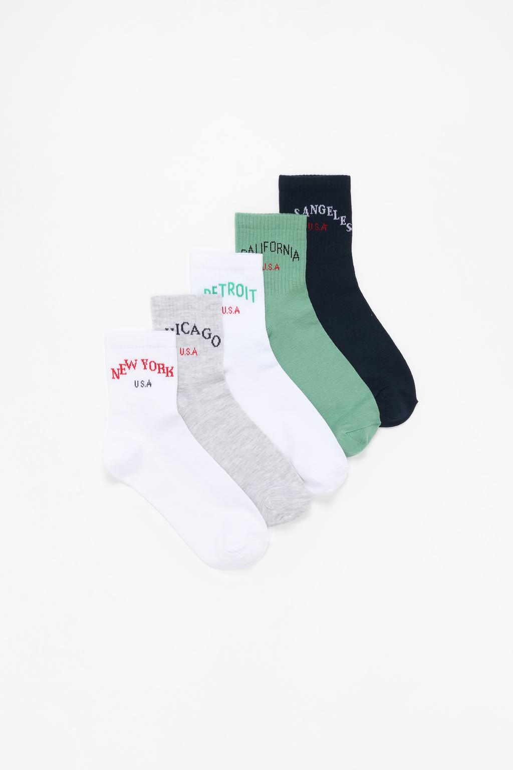 5-pack of high ankle socks with slogan